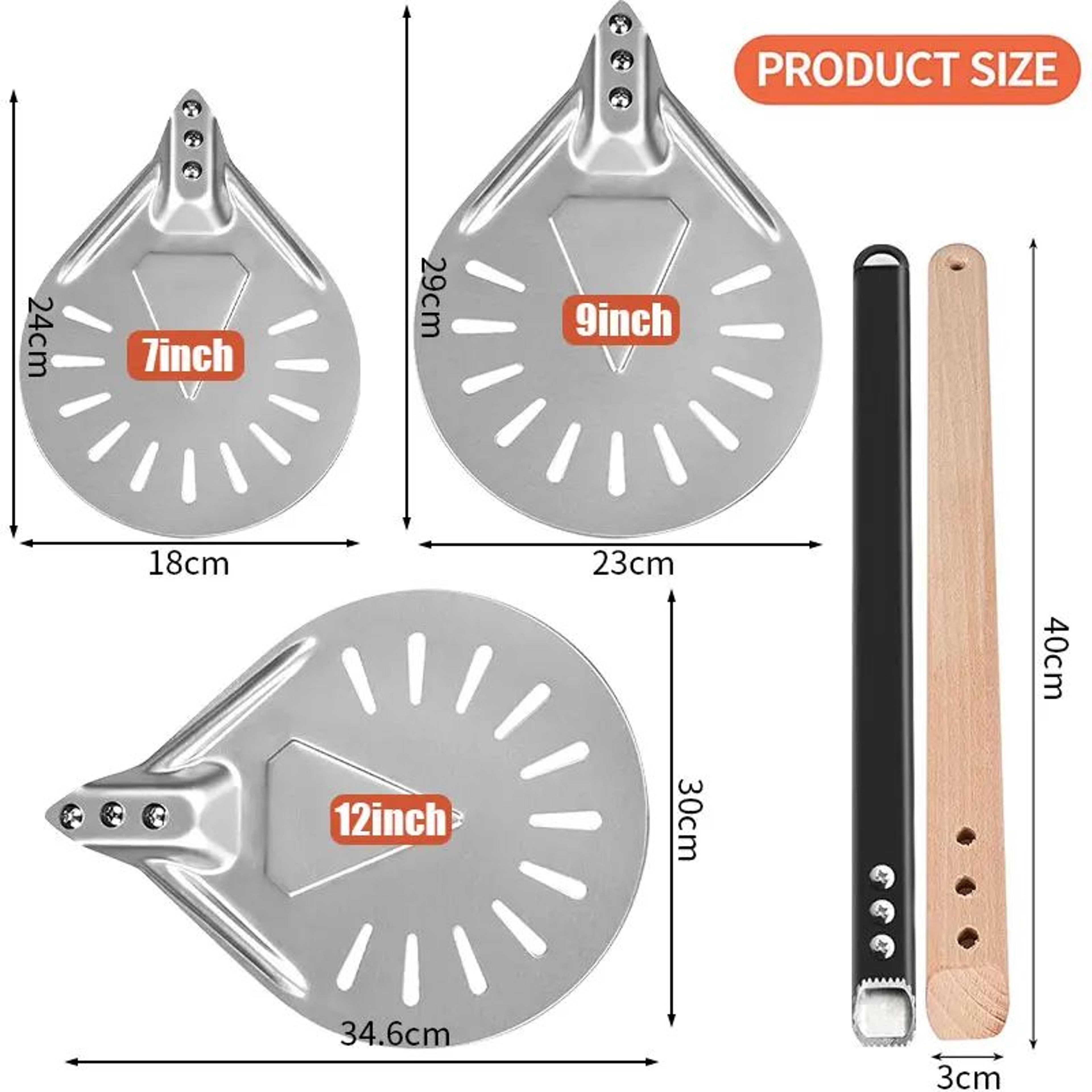 Perforated Aluminum Pizza Turning Peel  Round Pizza Peel Turner With Long Handle 7912 Inch 1