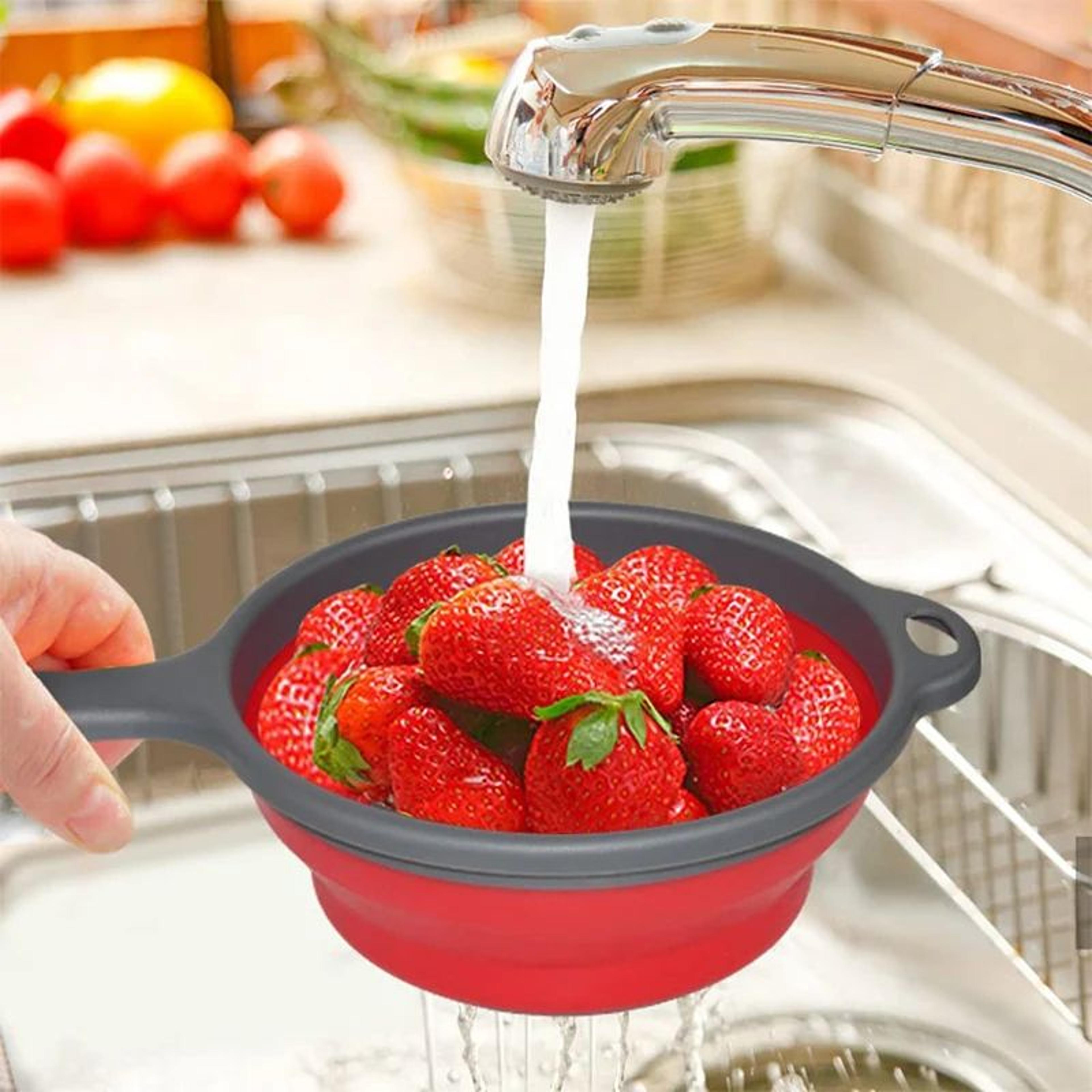 Extendable Collapsible Kitchen Colander With Long Handle  Adjustable Pasta And Vegetable Strainer 1