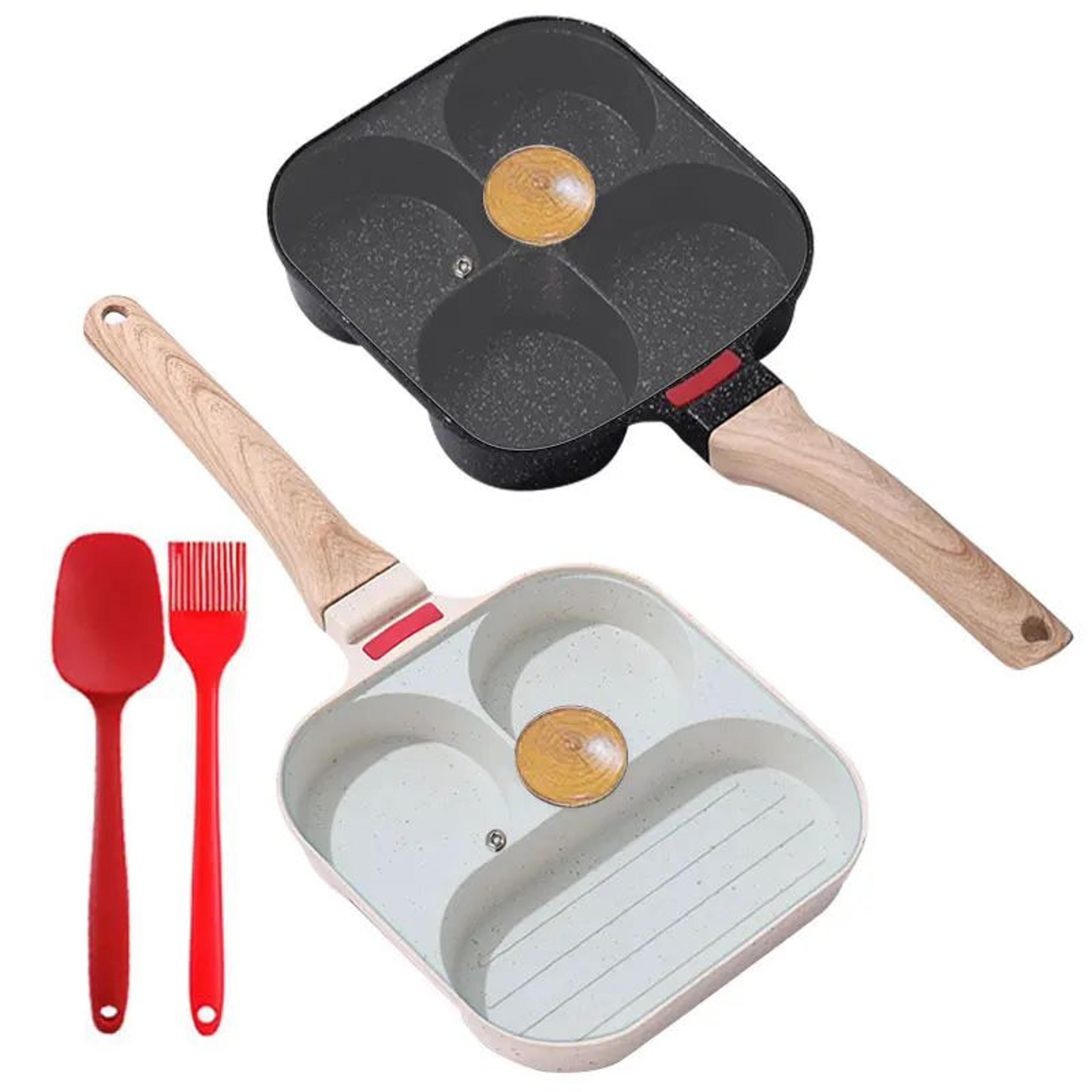multi-cup nonstick egg frying pan with lid – 3/4-cup omelet & pancake breakfast skillet