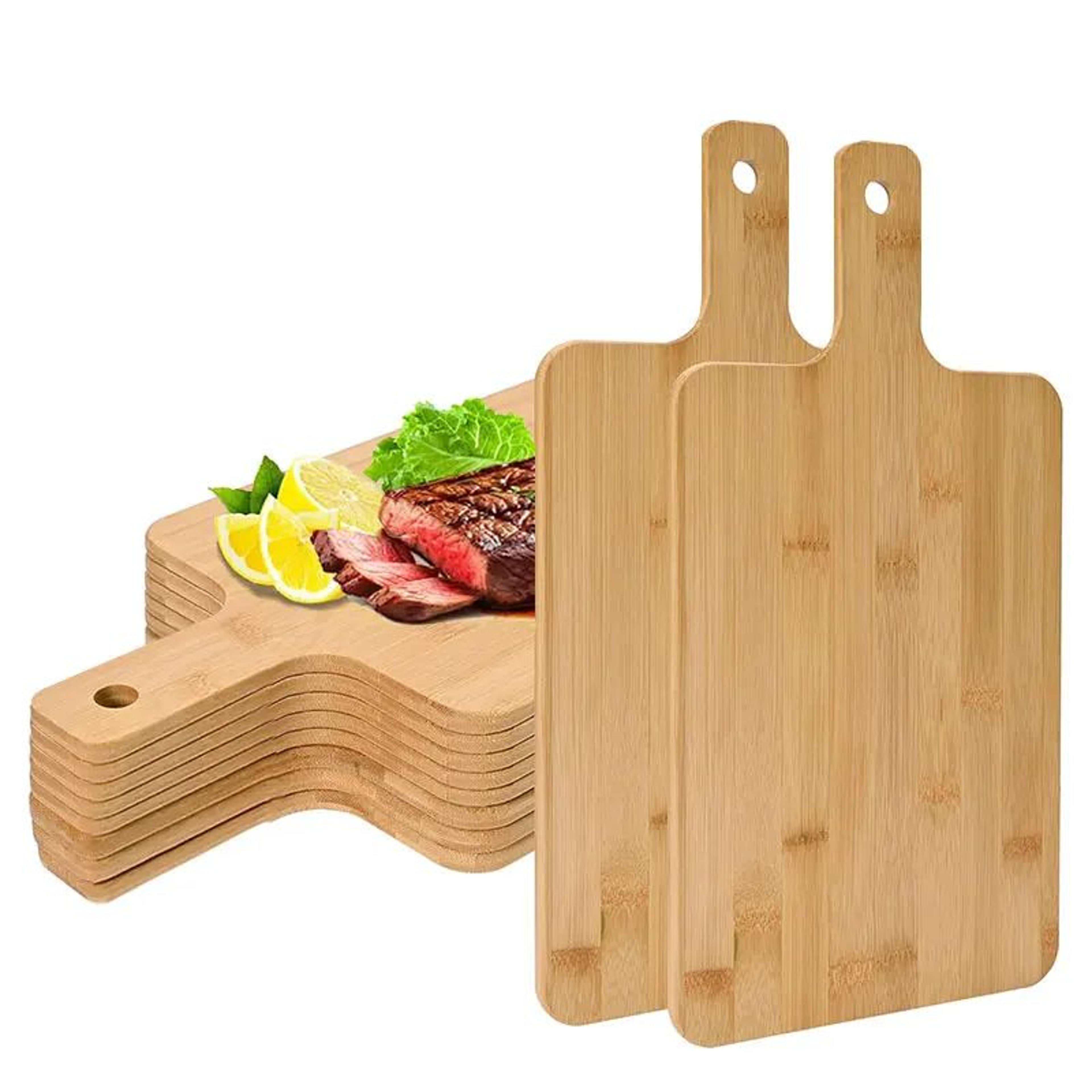 Bamboo Wooden Serving Board With Handle  Pizza  Steak Cutting Board For Everyday Prep And Serving 0