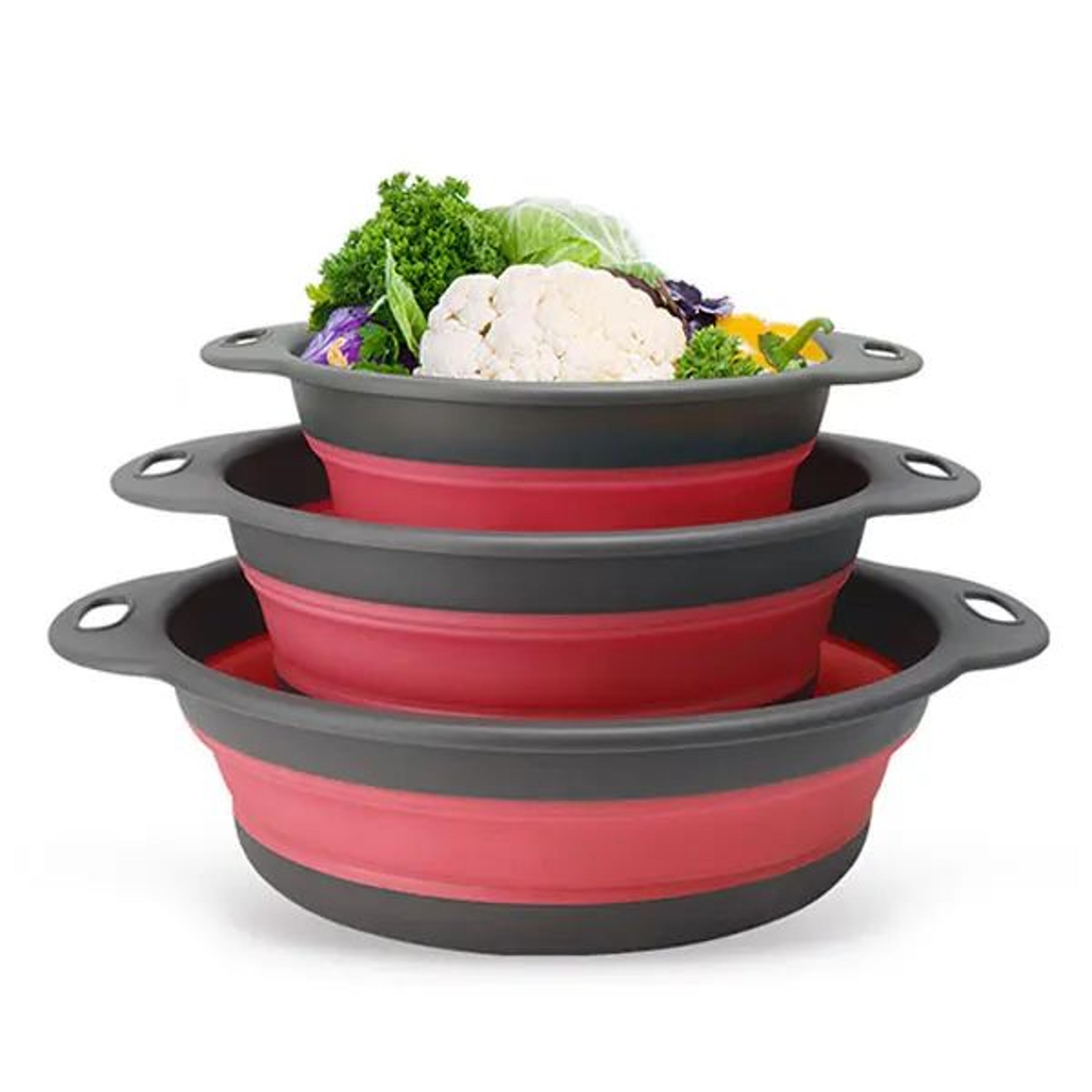 Foldable Collapsible Colander Set With SelfDraining Base  SpaceSaving Vegetable  Fruit Washing Bask 2