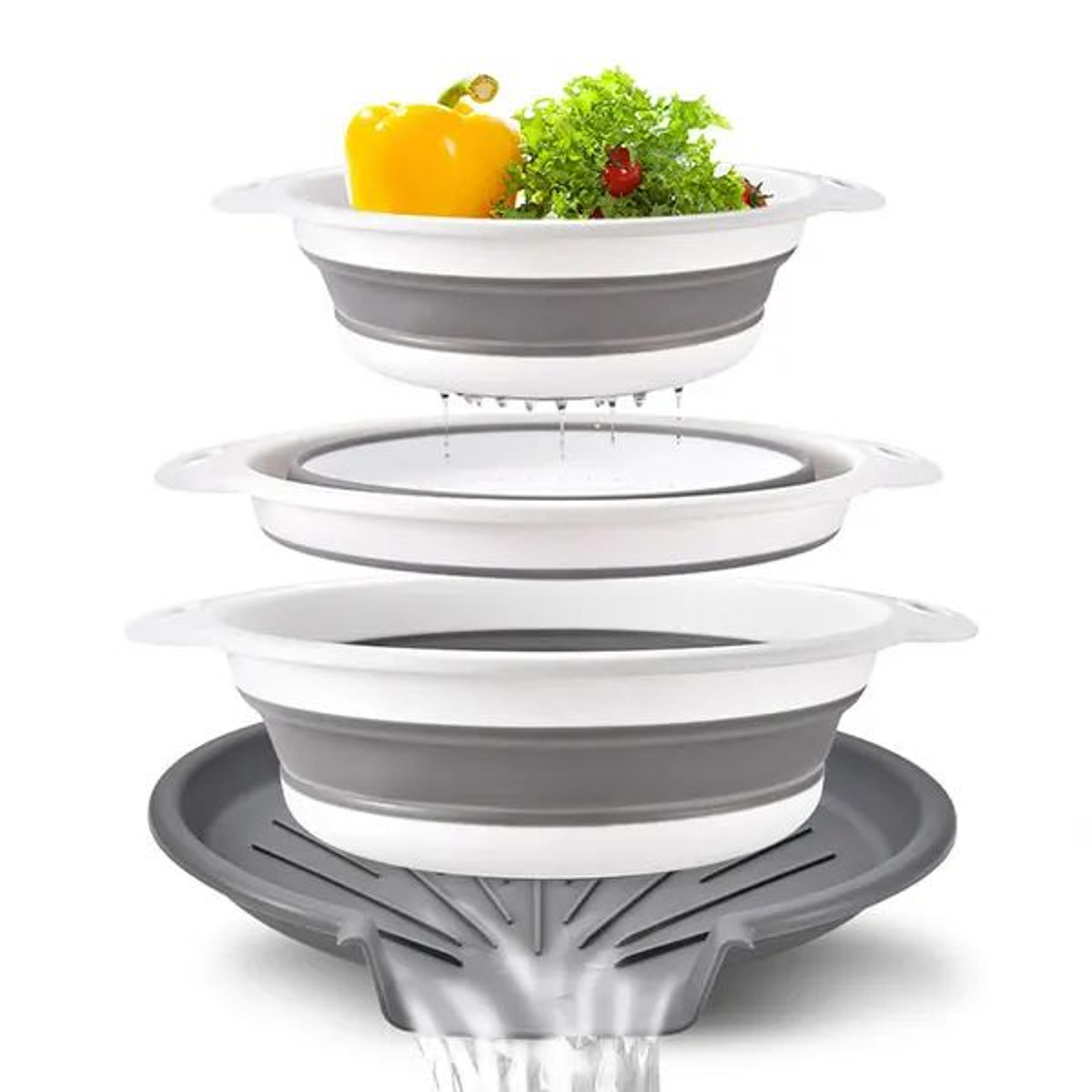 Foldable Collapsible Colander Set With SelfDraining Base  SpaceSaving Vegetable  Fruit Washing Bask 7
