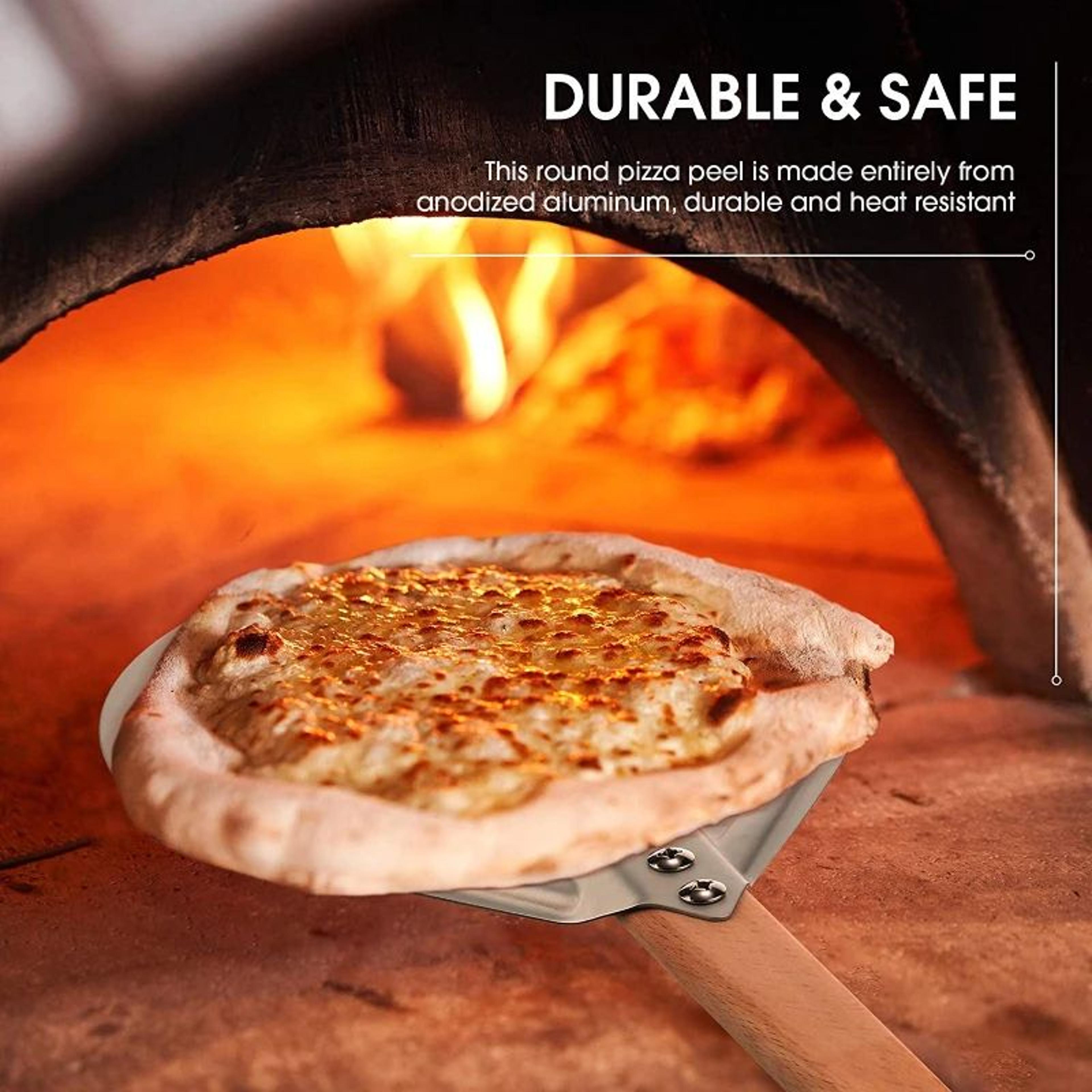 Perforated Aluminum Pizza Peel With Wooden Handle  Lightweight Pizza Paddle For Home Ovens 2