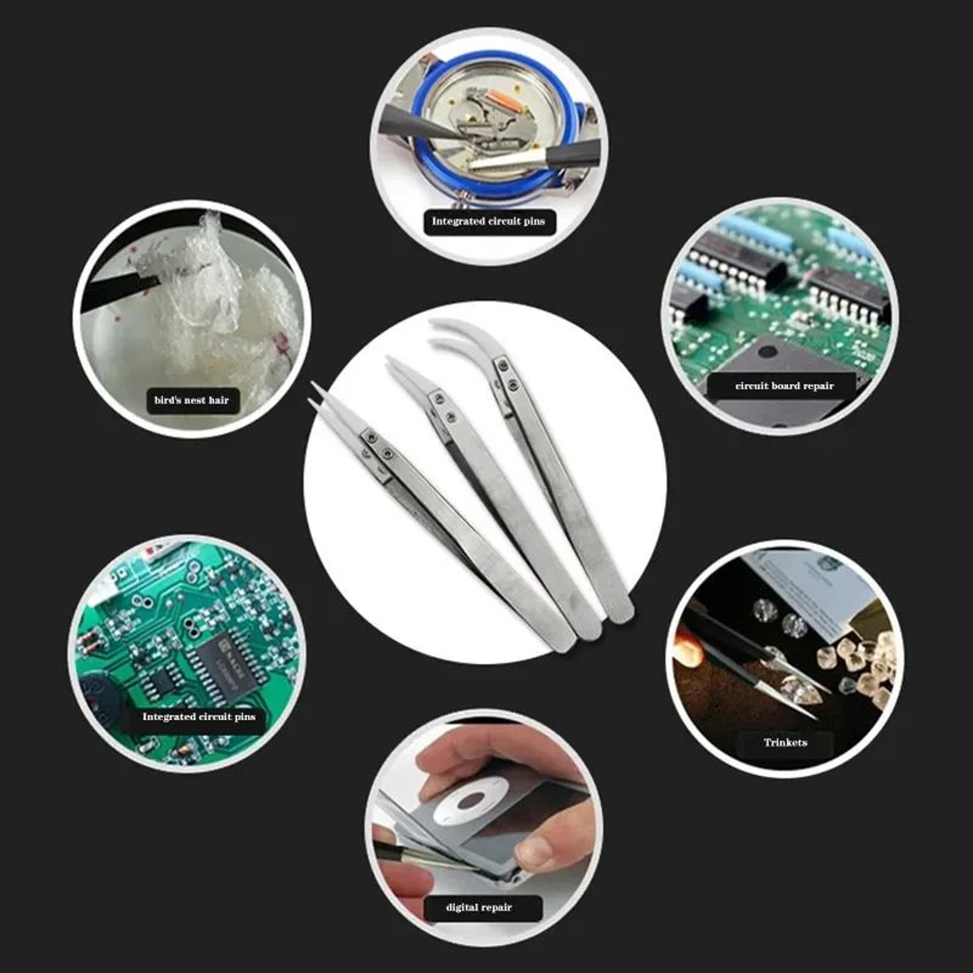 Precision Ceramic Tweezers For Electronics  AntiStatic Soldering Tweezers With HeatResistant Tips 4