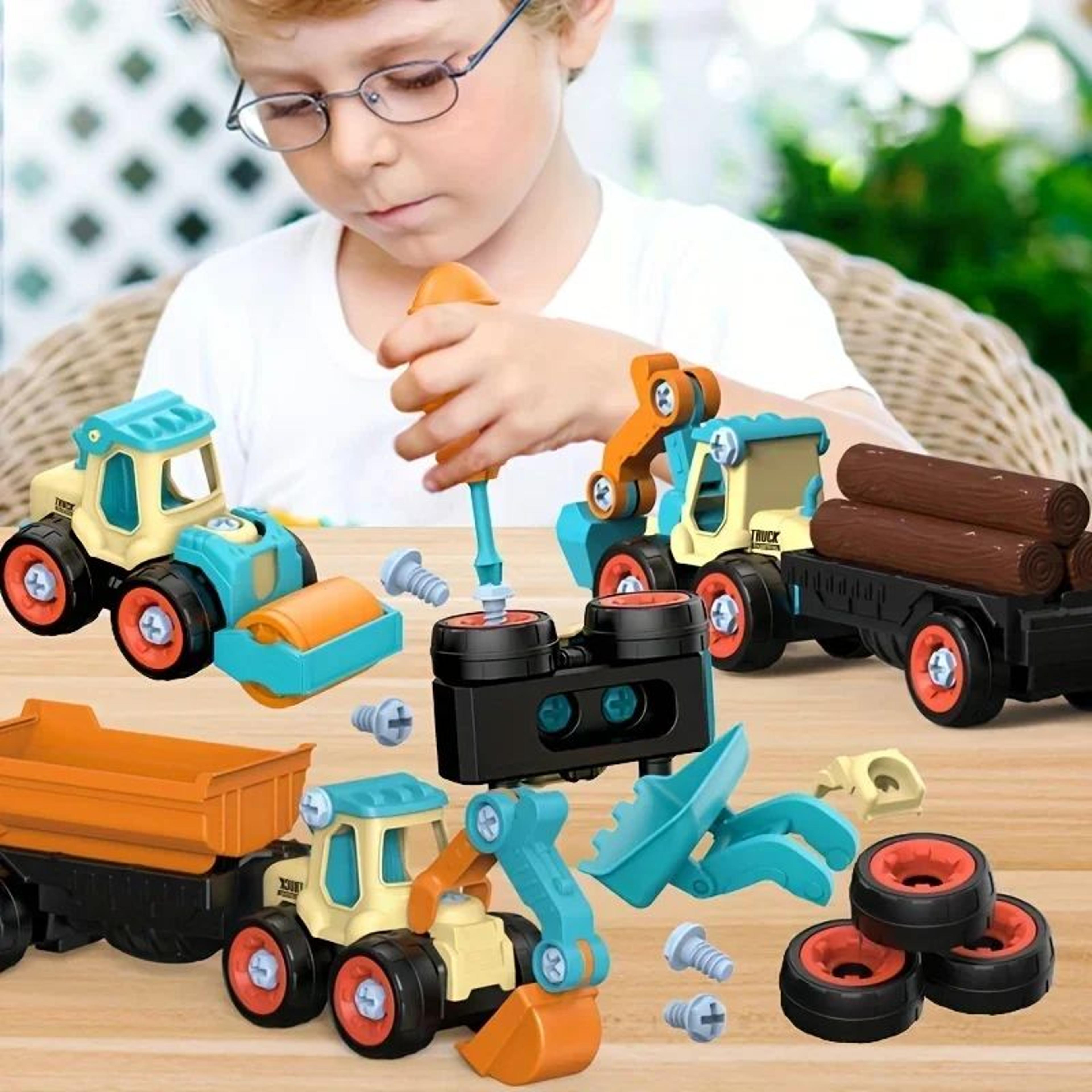 DIY Construction Excavator Toy With Screw Assembly  Sliding Action 0