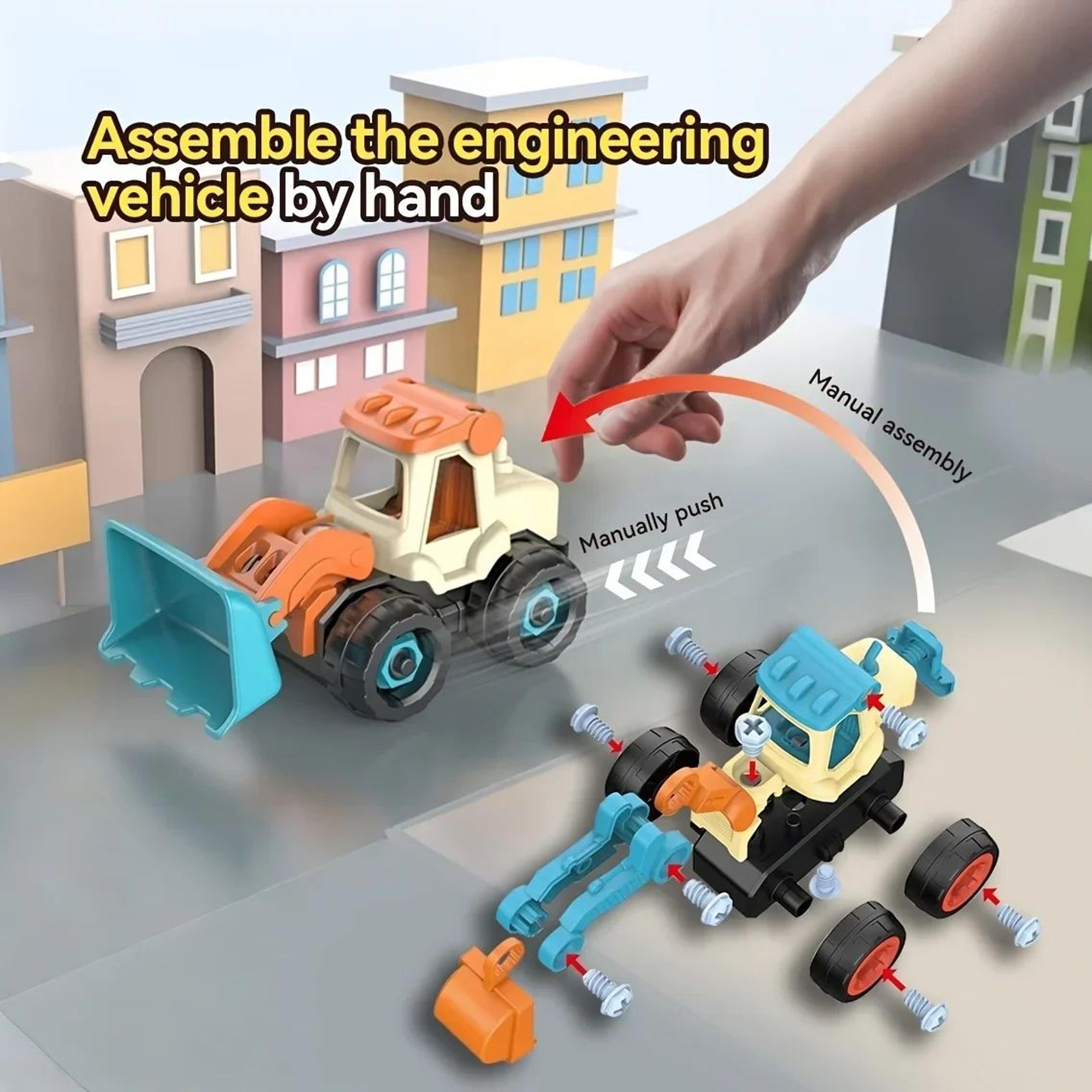 DIY Construction Excavator Toy With Screw Assembly  Sliding Action 1