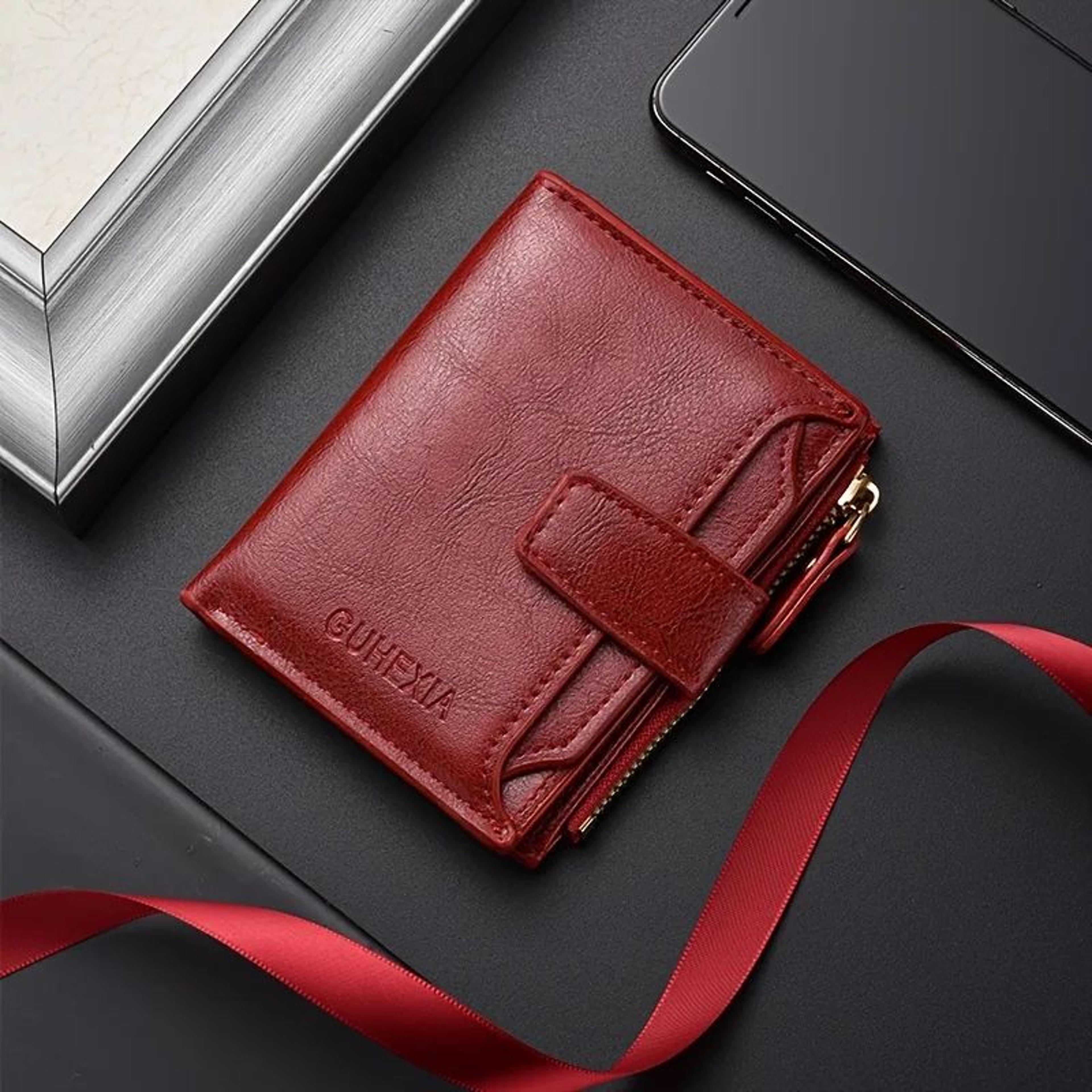 Men Vintage Leather Wallet  Large Capacity Billfold With Zipper Coin Pocket  ID Window 7