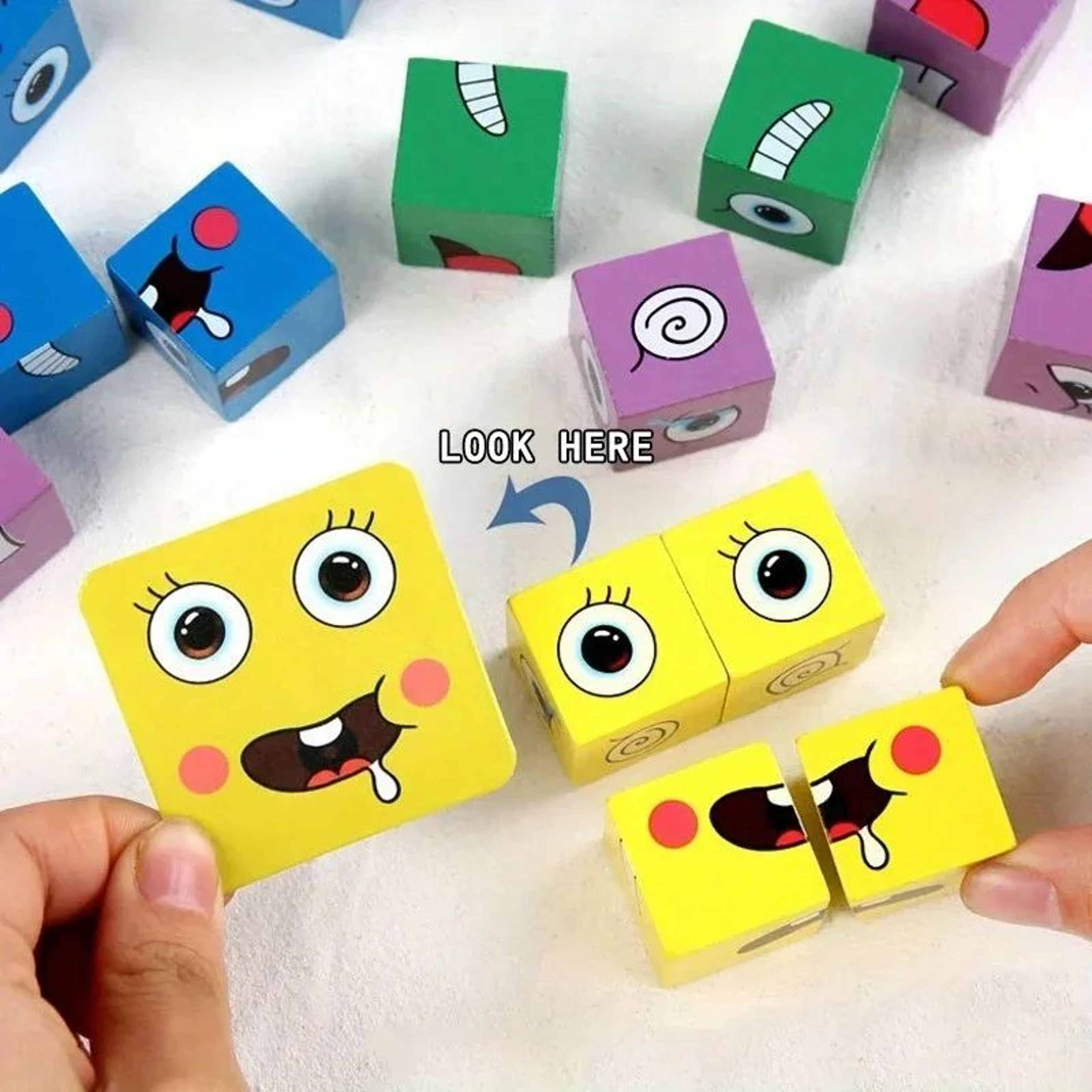 Face Change Expression Puzzle Game  Fun Family Board Game With Creative Building Blocks 4