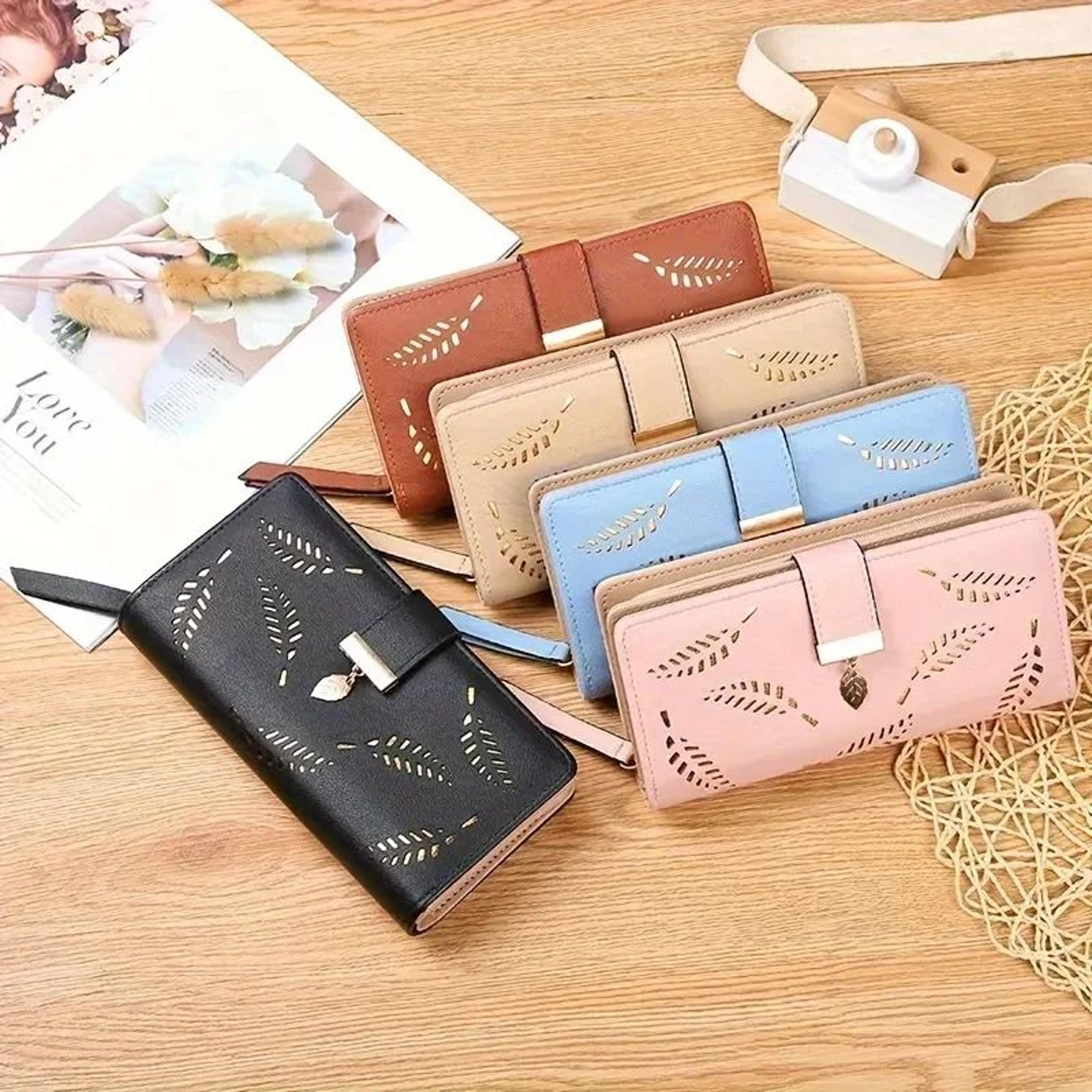 Women Hollow Leaf PU Leather Wallet  Elegant Women Wallet With Card Holder  Coin Pouch 0