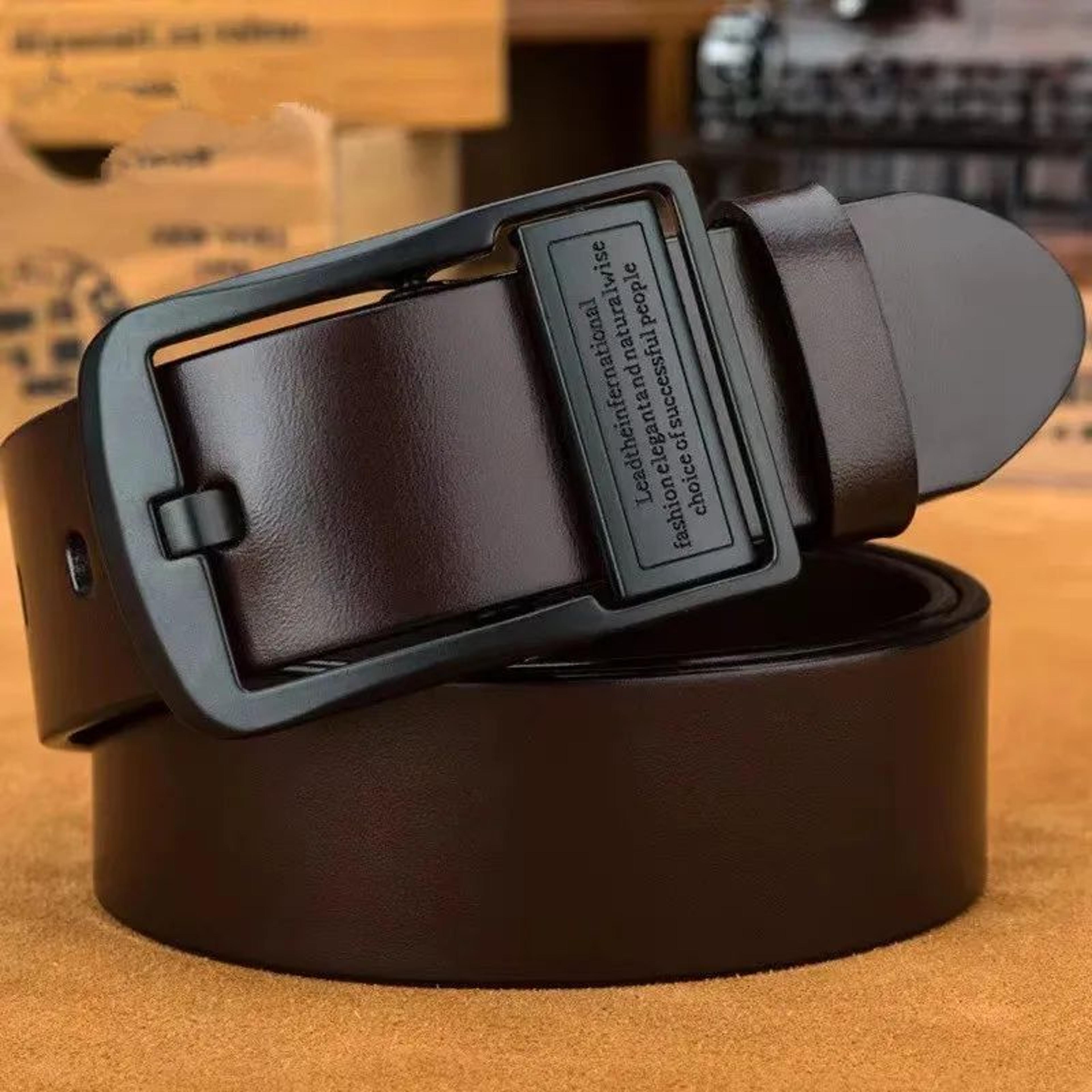 Men Genuine Cowhide Leather Belt  Classic Men Leather Belt With Metal Pin Buckle For Business  Casu 1