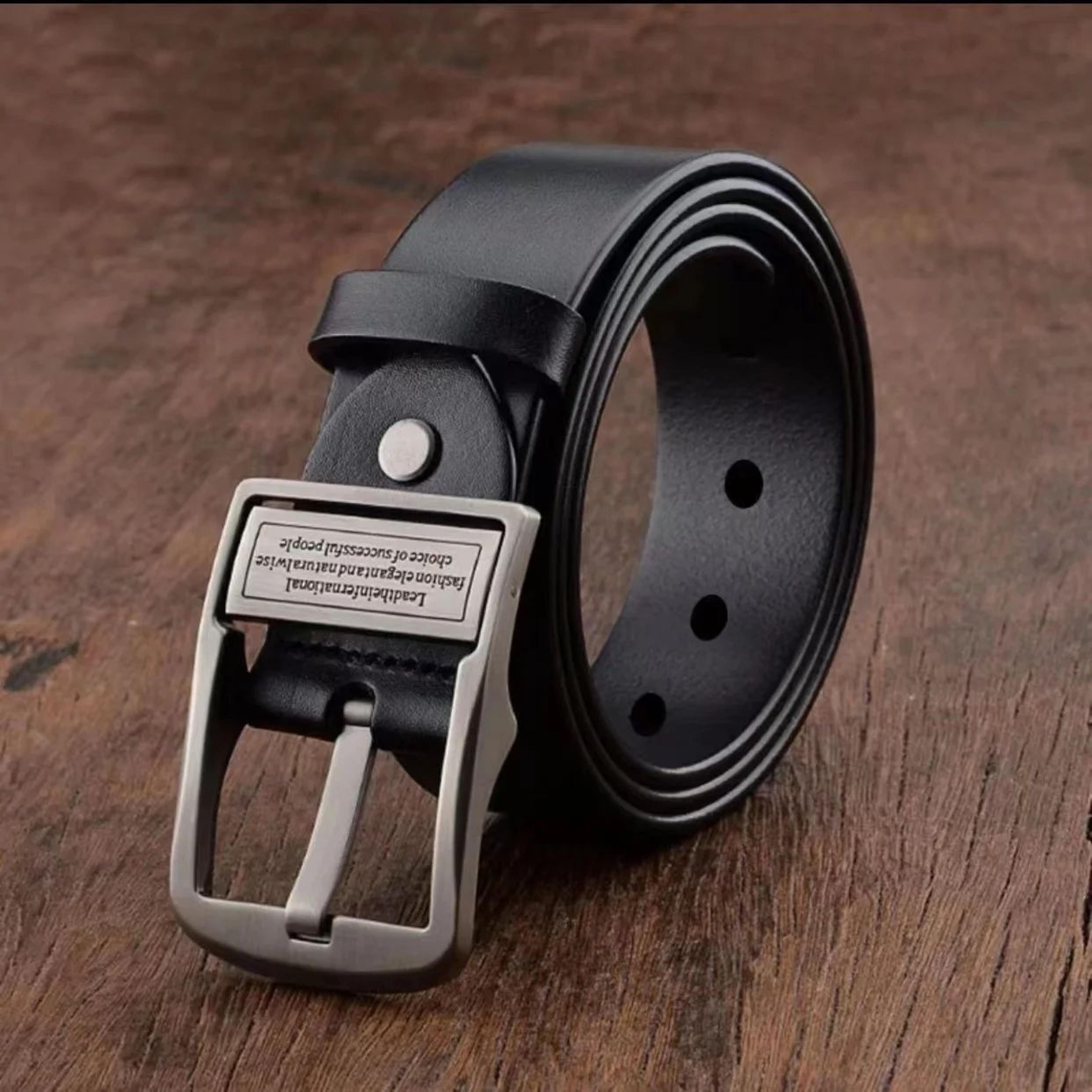 Men Genuine Cowhide Leather Belt  Classic Men Leather Belt With Metal Pin Buckle For Business  Casu 2