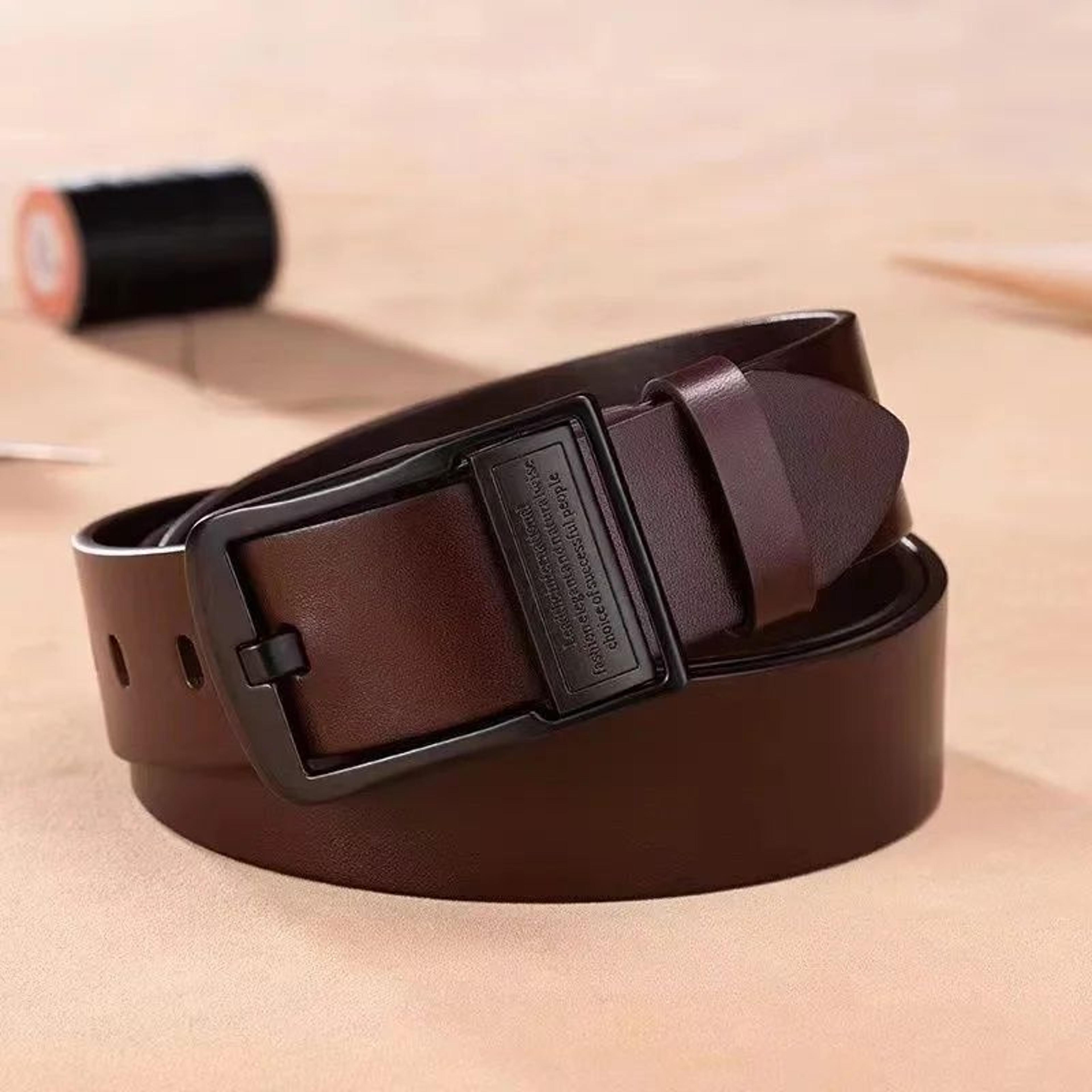 Men Genuine Cowhide Leather Belt  Classic Men Leather Belt With Metal Pin Buckle For Business  Casu 5