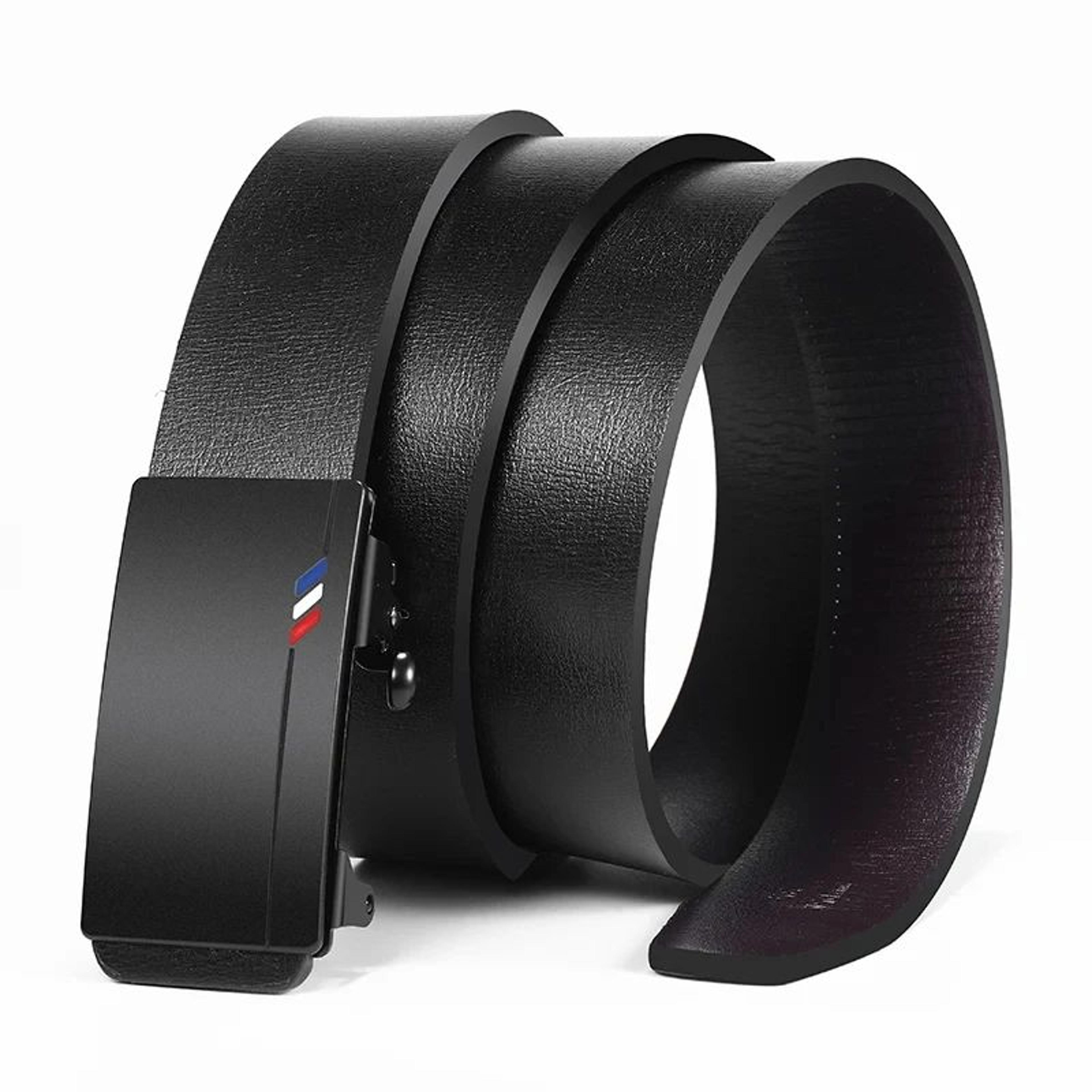 Men Automatic Buckle Leather Belt  Luxury Genuine Leather Belt With Ratchet Closure For Business  C 3