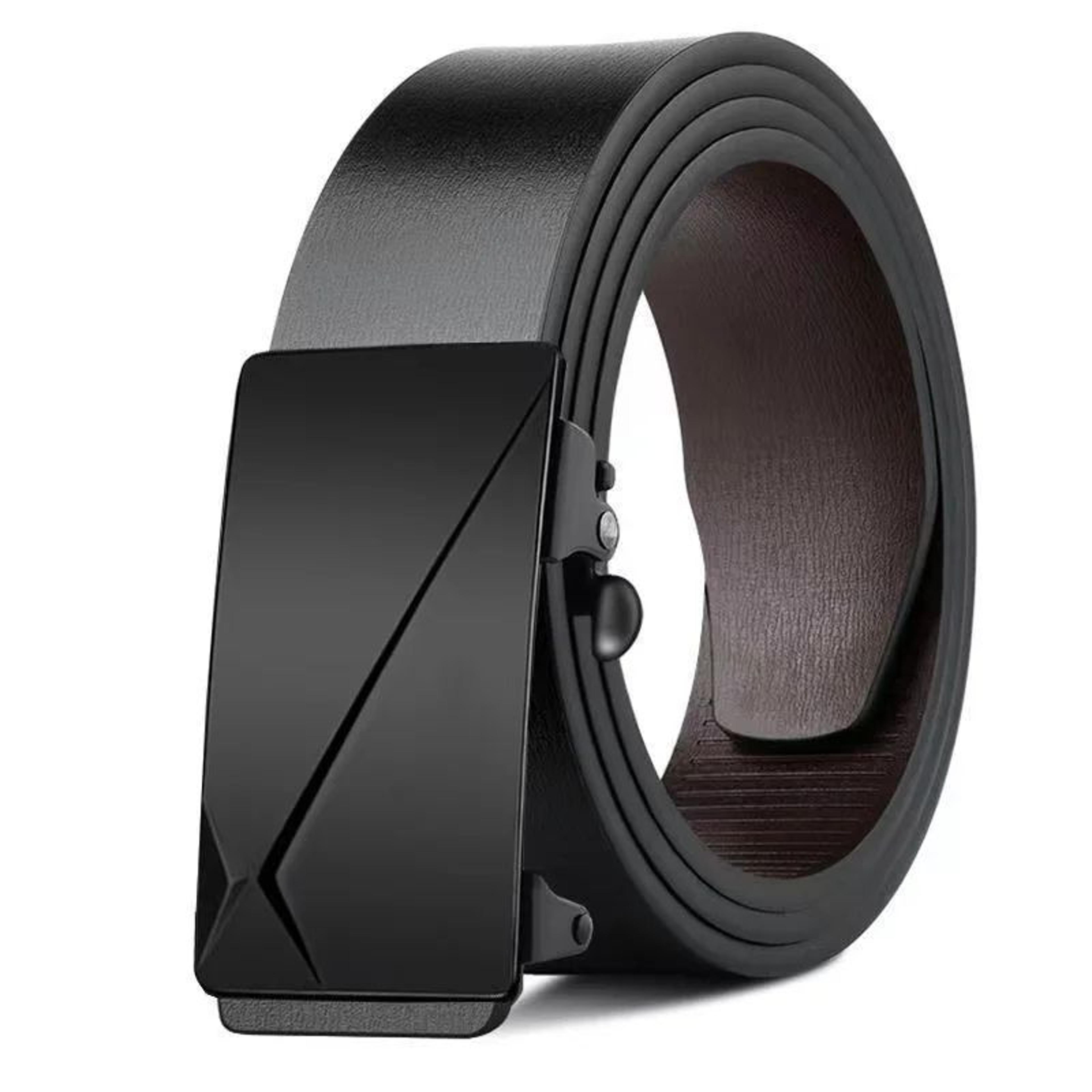 Men Automatic Buckle Leather Belt  Luxury Genuine Leather Belt With Ratchet Closure For Business  C 7