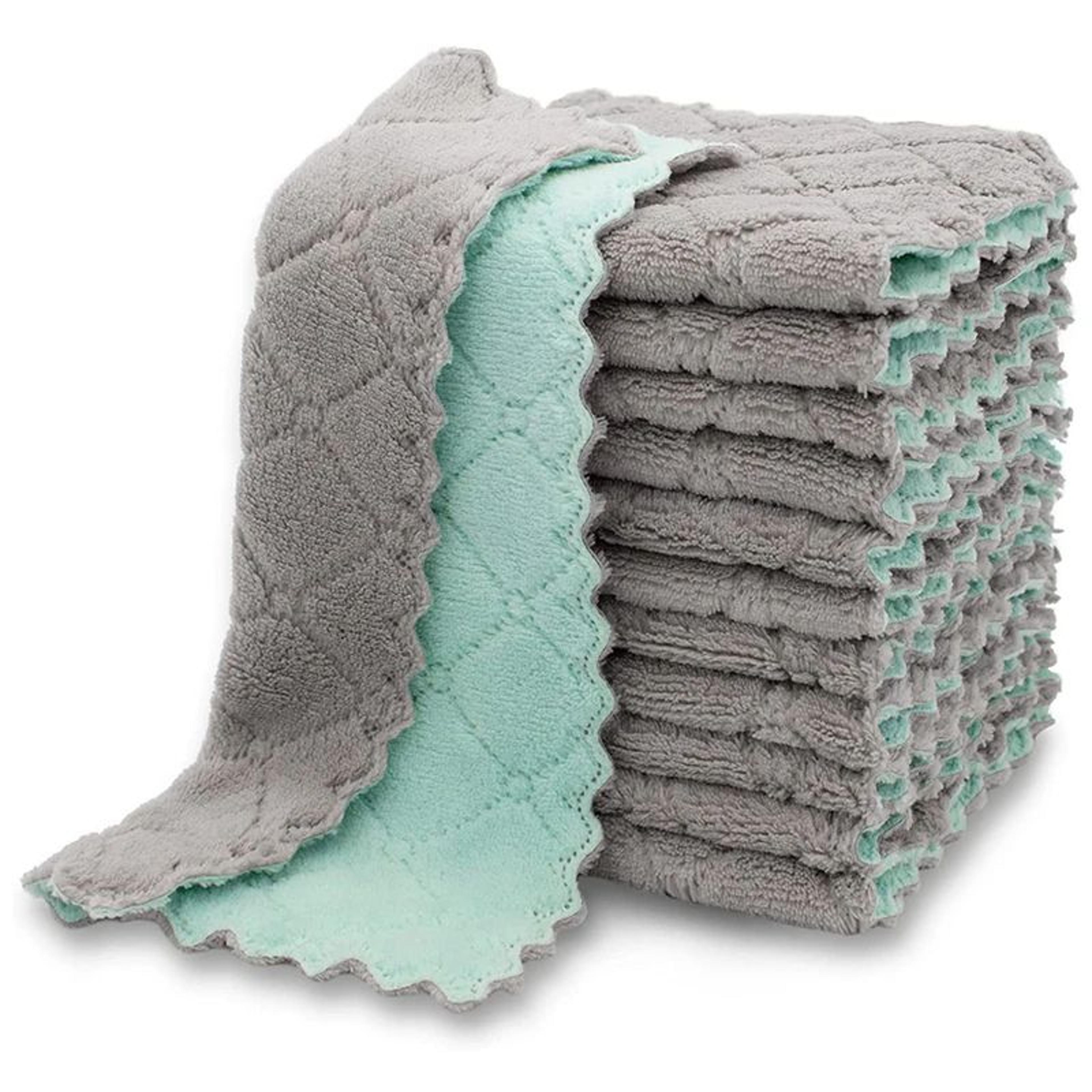 Coral Velvet Dish Towels  Super Absorbent Kitchen Cleaning Cloths 10Pack 0