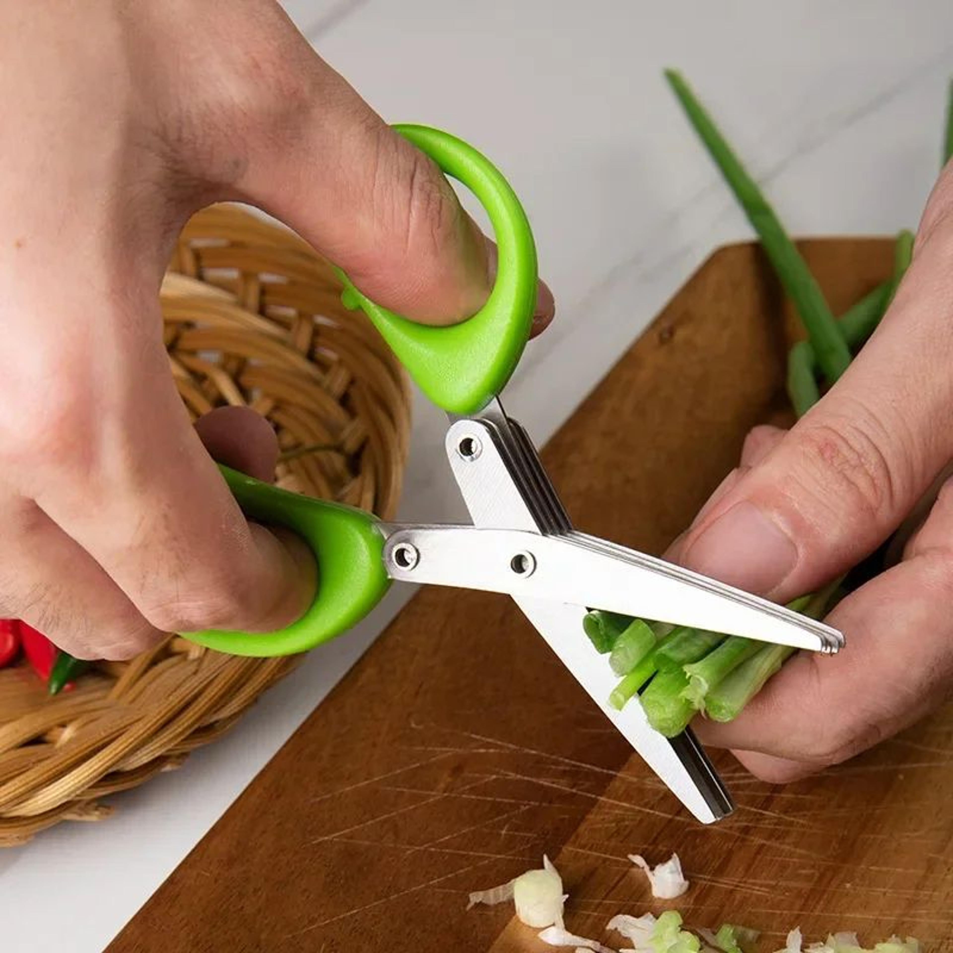 MultiLayer Stainless Steel Herb Scissors  Scallion  Pepper Cutting Kitchen Tool 1
