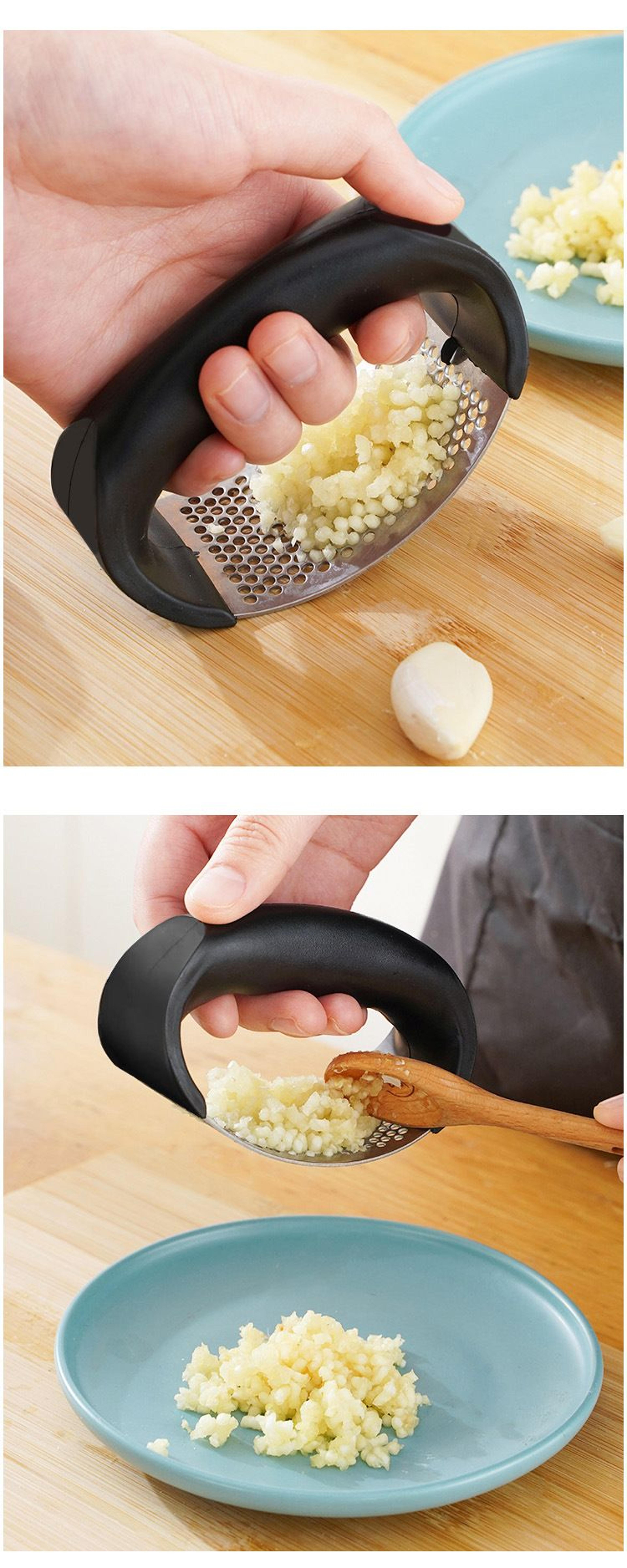 Stainless Steel Garlic Press  Manual Garlic Crusher  Mincer Tool 8
