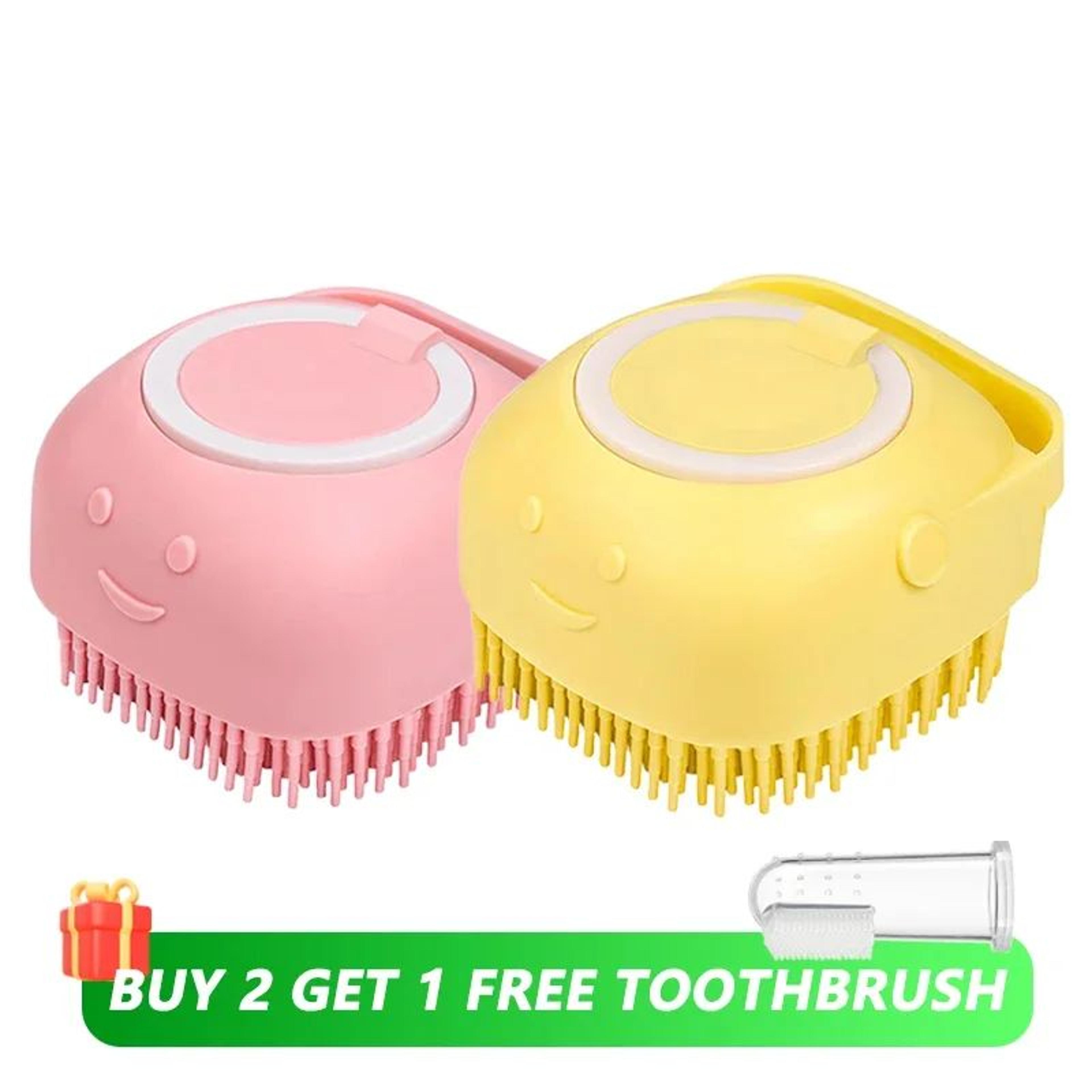 Silicone Dog Bathing Brush With Shampoo Dispenser  Soft Pet Massage Grooming Tool 13