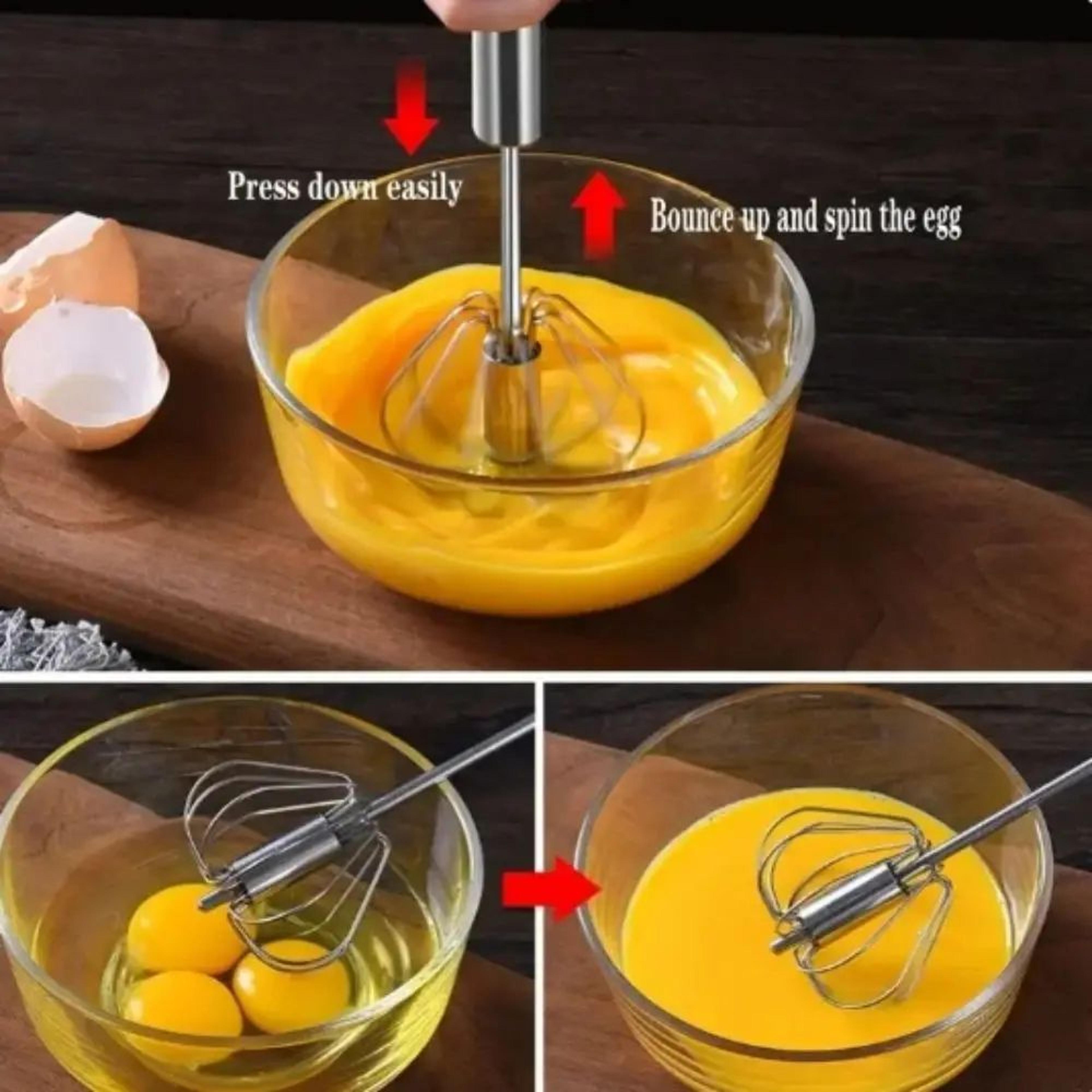 ProMix Stainless Steel SemiAutomatic Whisk Mixer  Manual Rotary Kitchen Whisk Tool For Effortless B 2