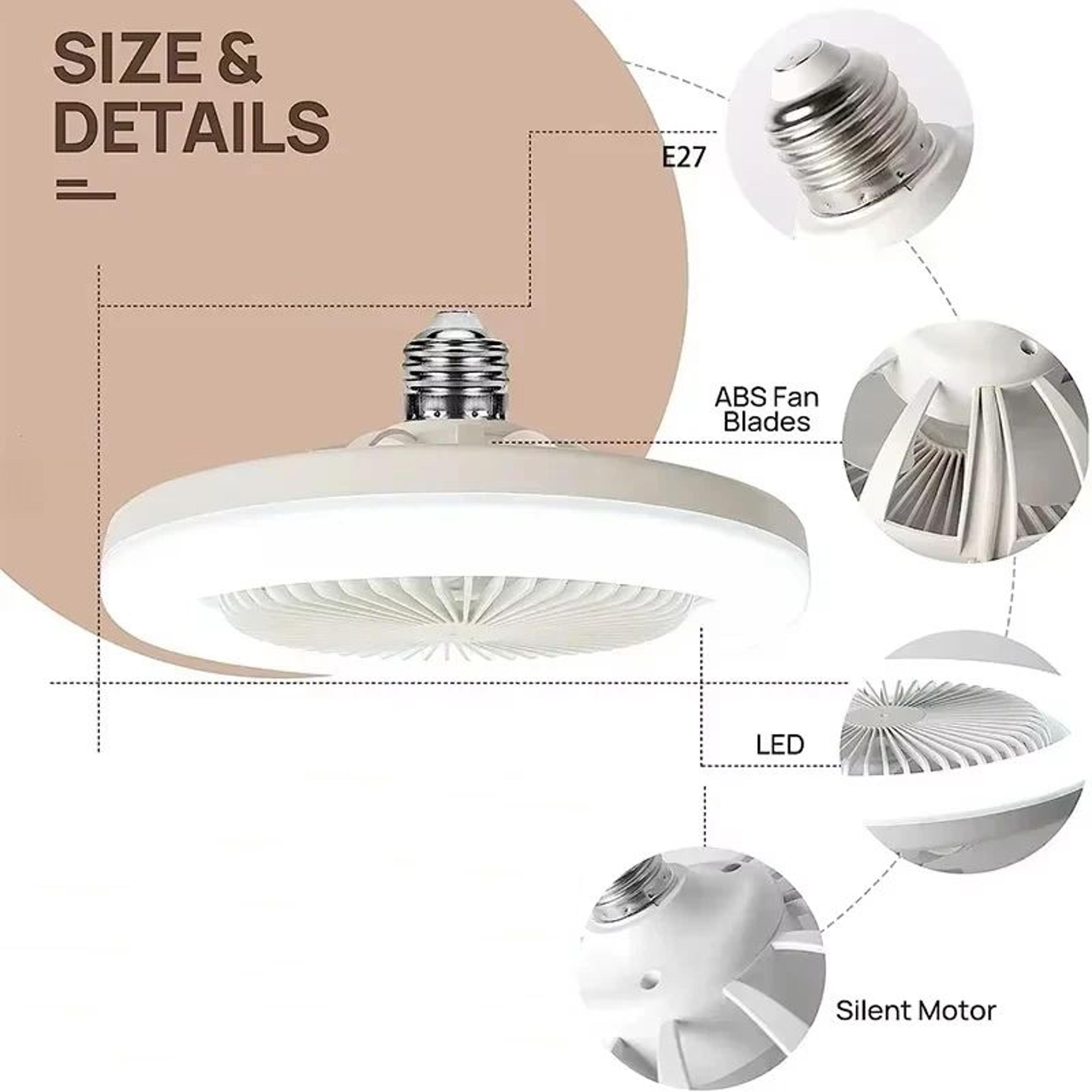 BreezeGlow Smart Ceiling Fan Light  2in1 LED Fan With Remote Control E27 Base 2