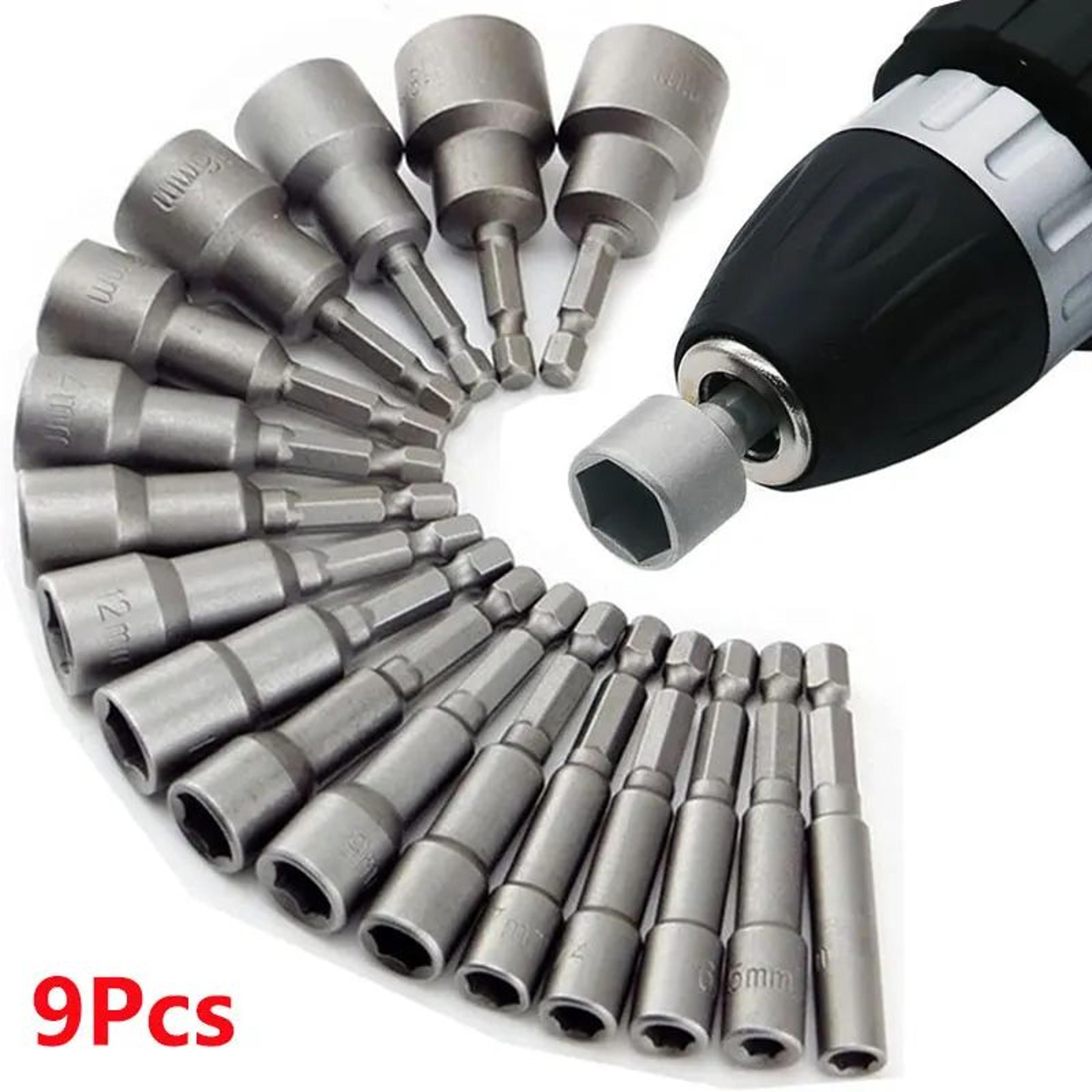 TorqueMate 9Piece Hex Socket Nut Driver Set  513 Mm Screwdriver  Wrench Bit Kit 0