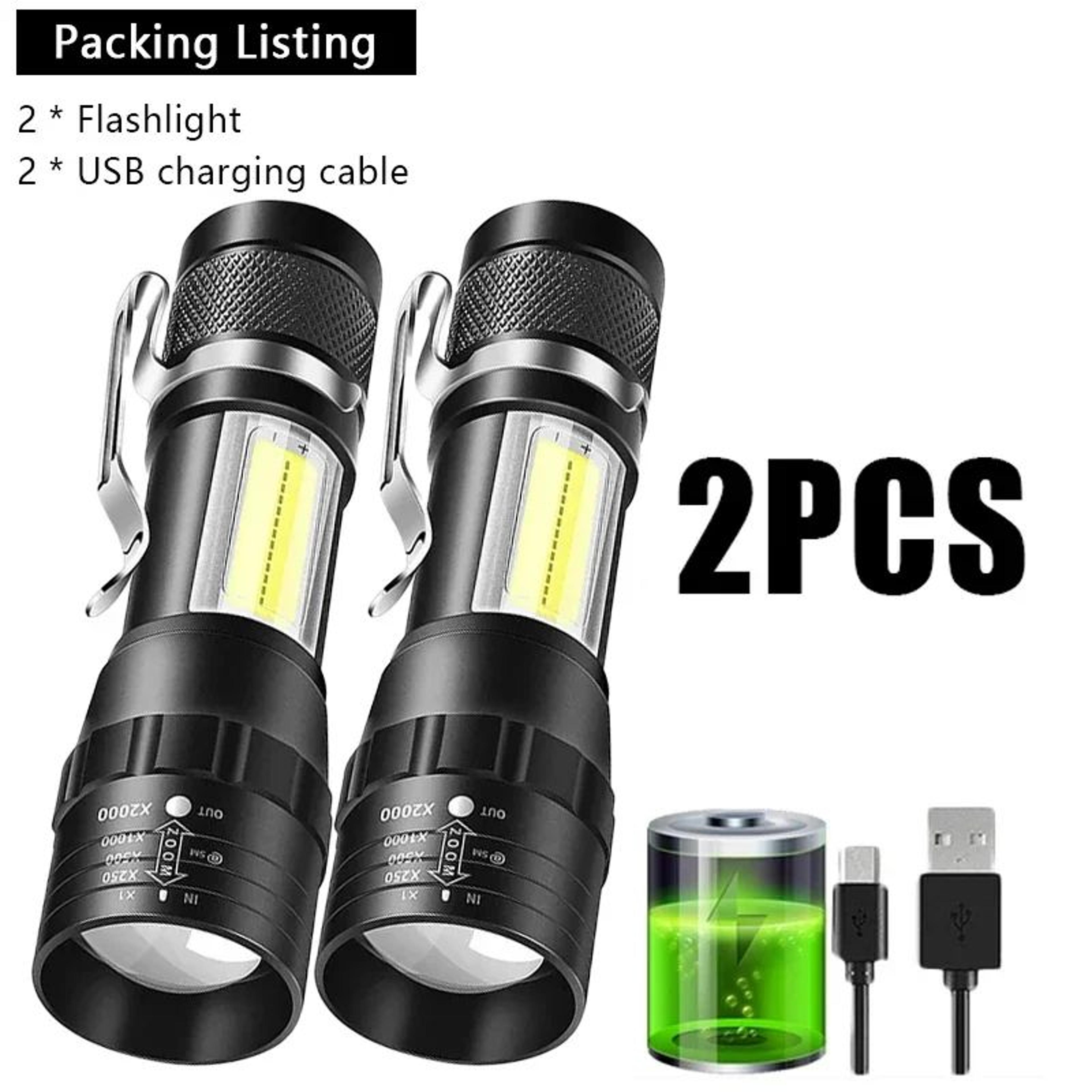 BrightCore Mini USB Rechargeable Flashlight With COB LED  Zoom Focus 0
