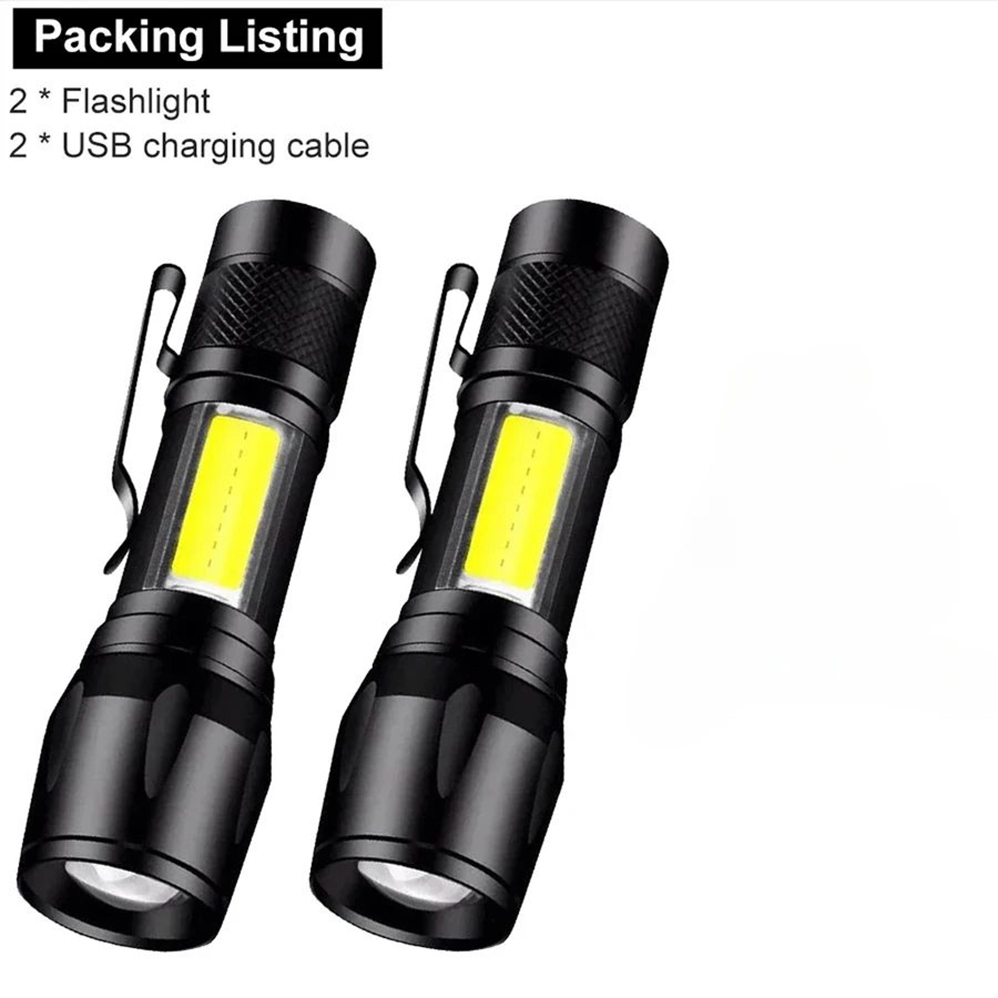 BrightCore Mini USB Rechargeable Flashlight With COB LED  Zoom Focus 12