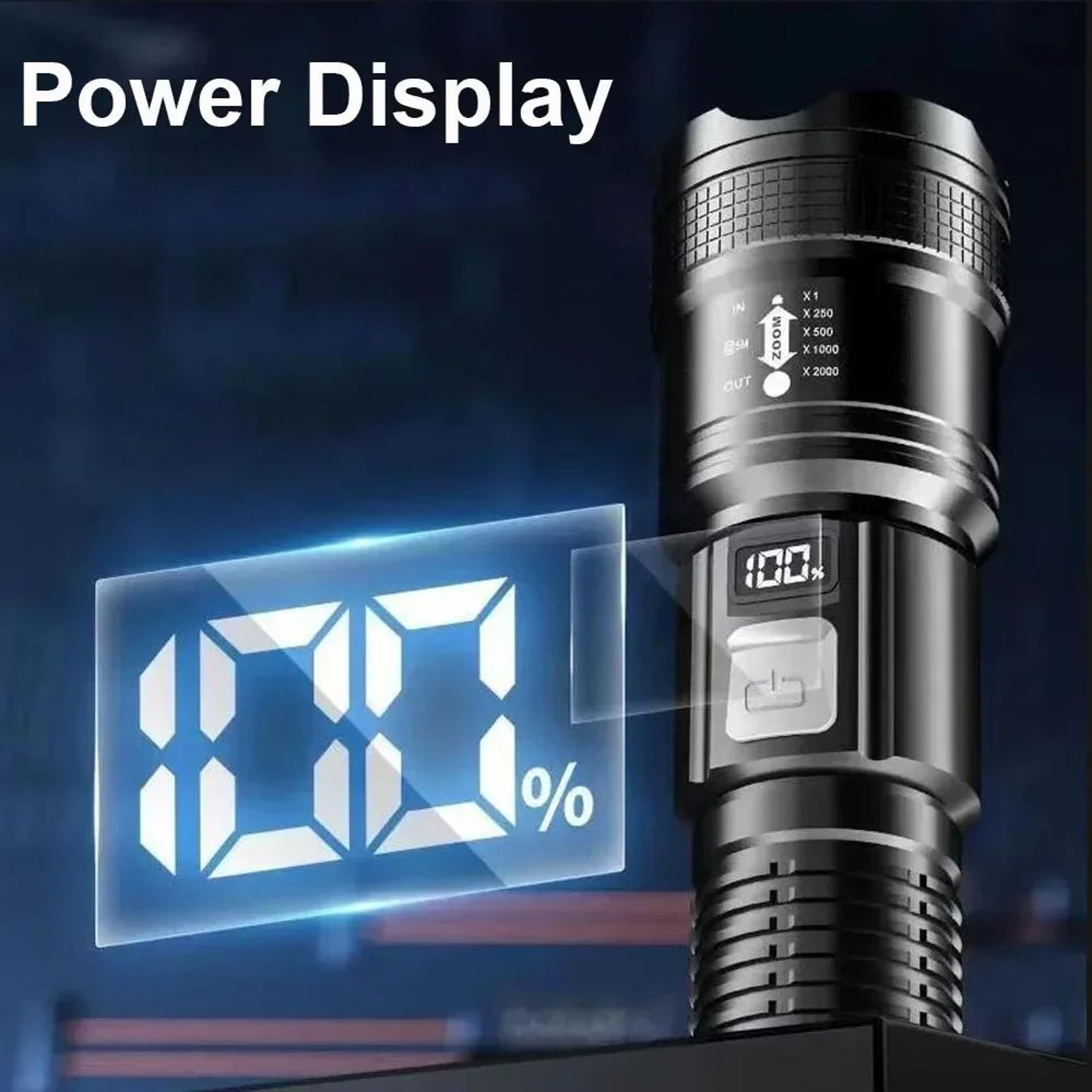 PowerBeam Tactical LED Flashlight With Digital Display  USB Recharge 4