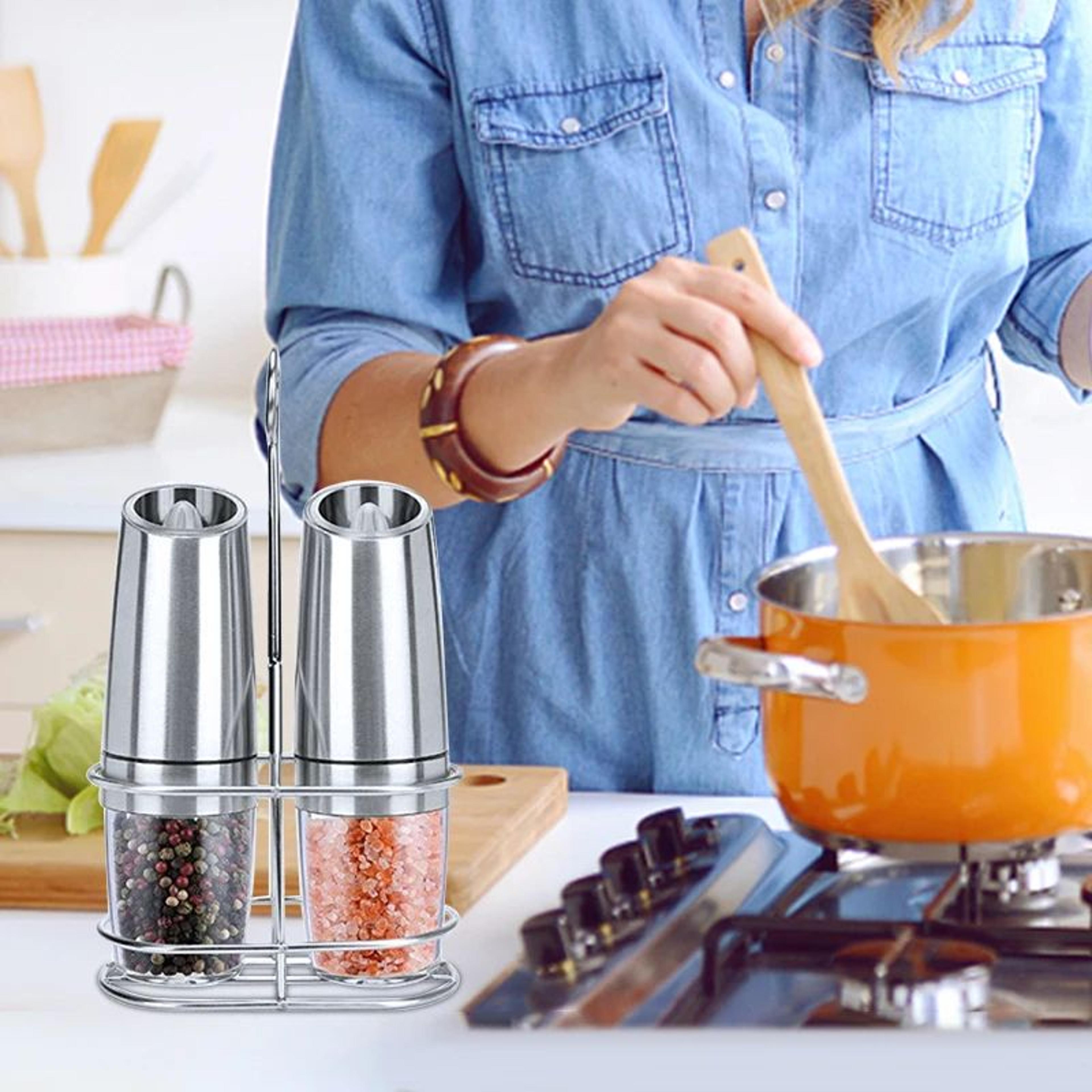 GrindEase Gravity Electric Pepper Mill Set  Electric Pepper Mill With LED Precision 3