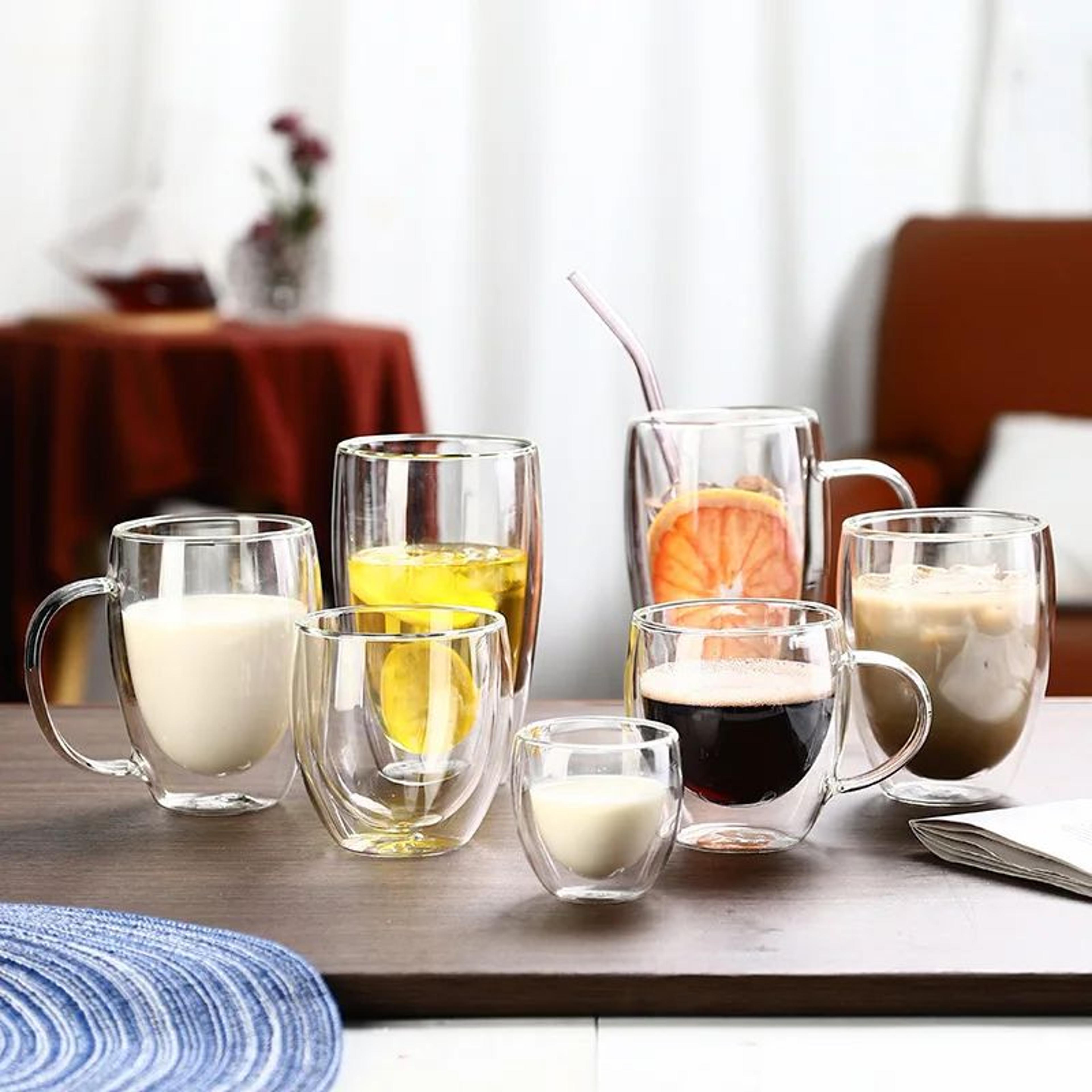 ClearTherm Double Wall Glass Cups  Double Wall Glass Cup Set 80650 Ml For Coffee Beer  More 5