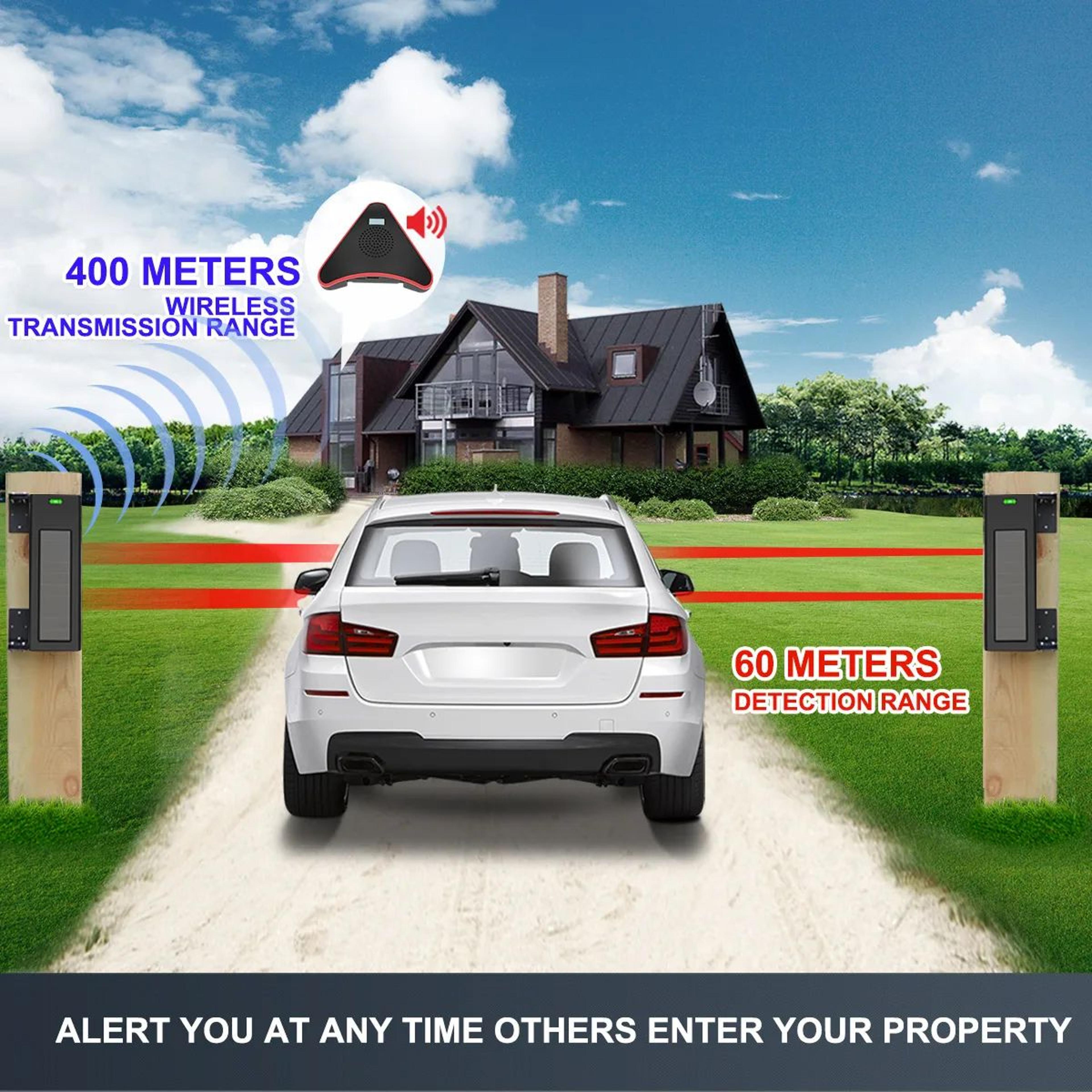 HTZSAFE Solar Wireless Driveway Alert System  LongRange Motion Detection Security 2