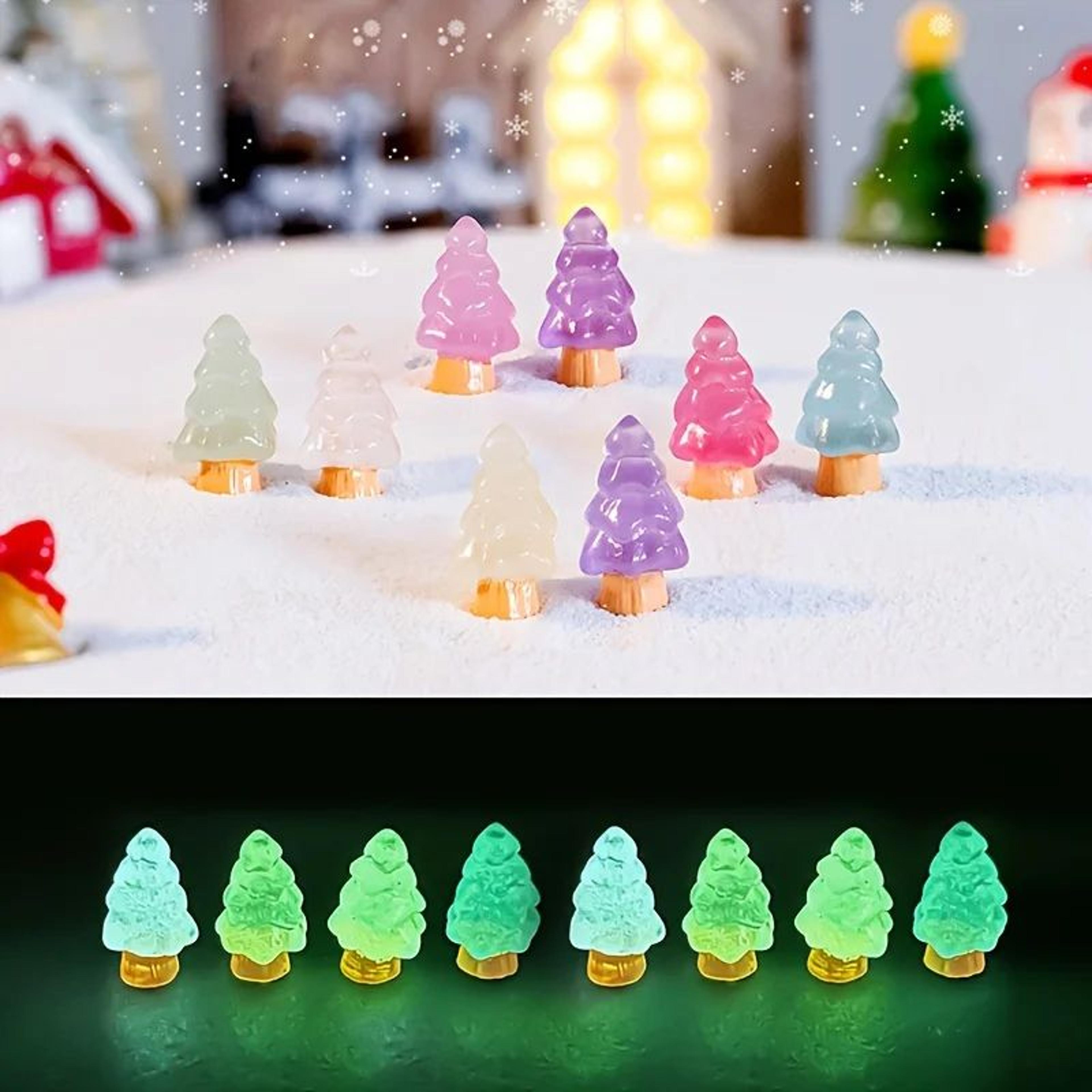 GlowintheDark Christmas Mini Ornaments  16Piece Resin Tree  Tabletop Decor Set 0