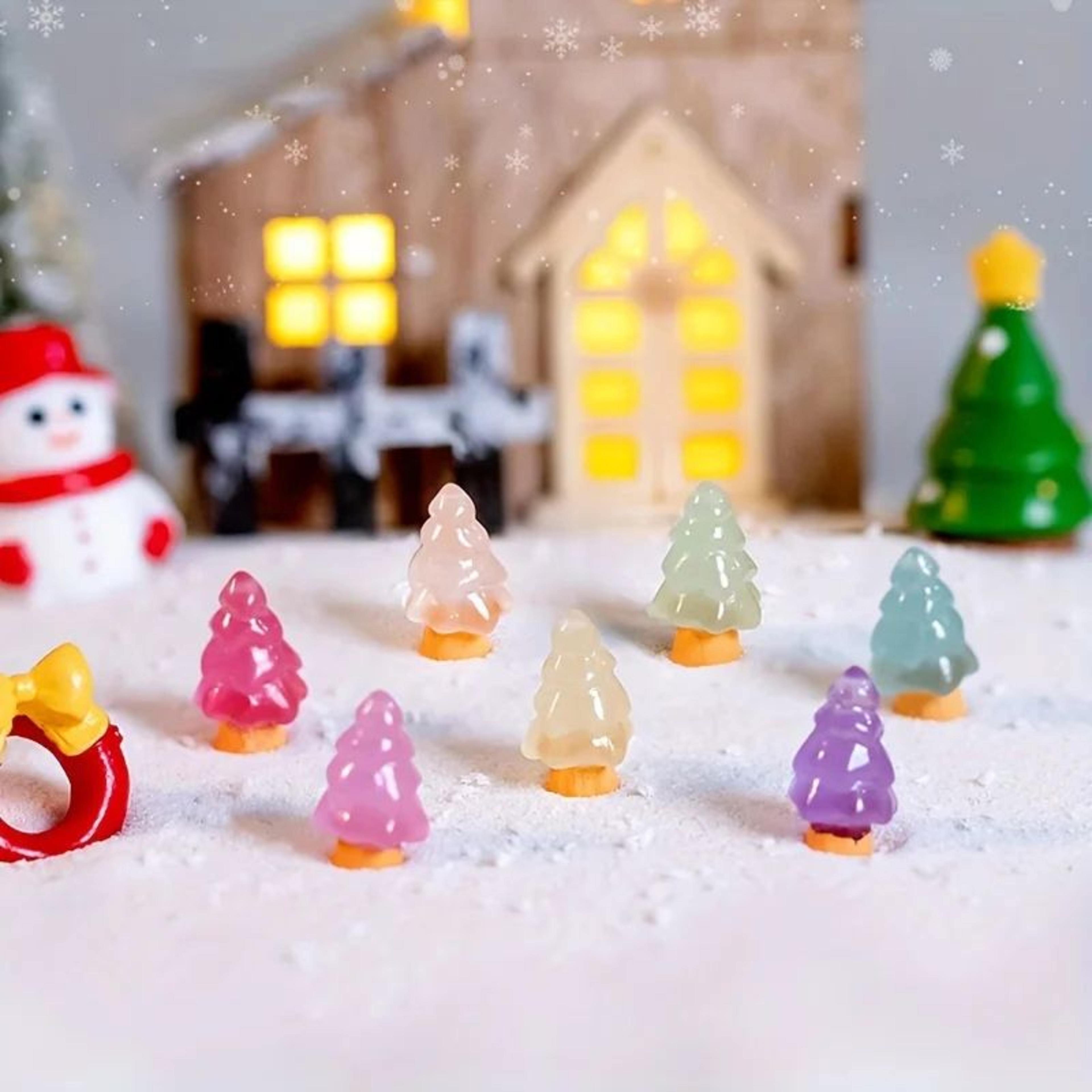GlowintheDark Christmas Mini Ornaments  16Piece Resin Tree  Tabletop Decor Set 2