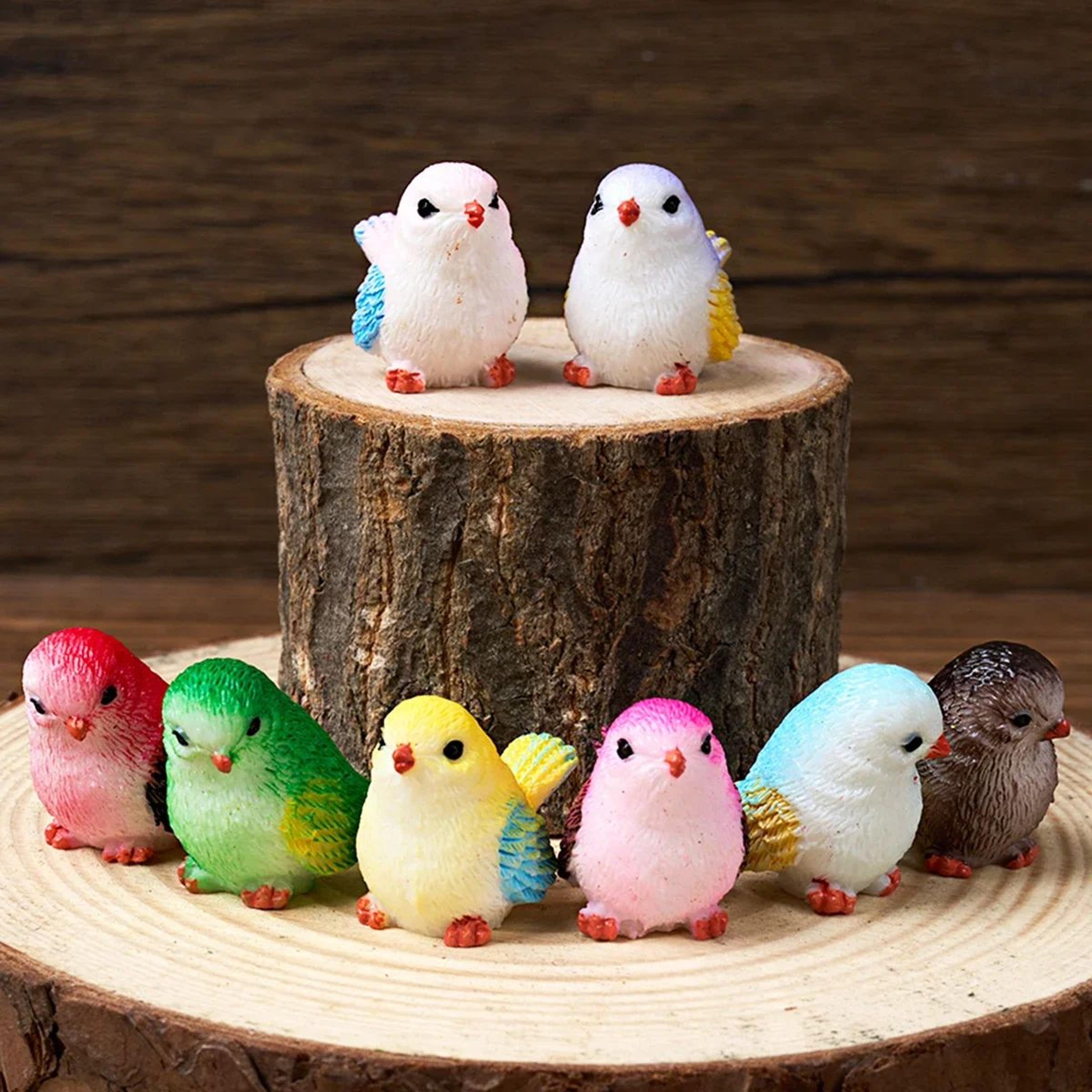 Miniature Bird Figurines Set  8Piece Fairy Garden  Micro Landscape Decor 2