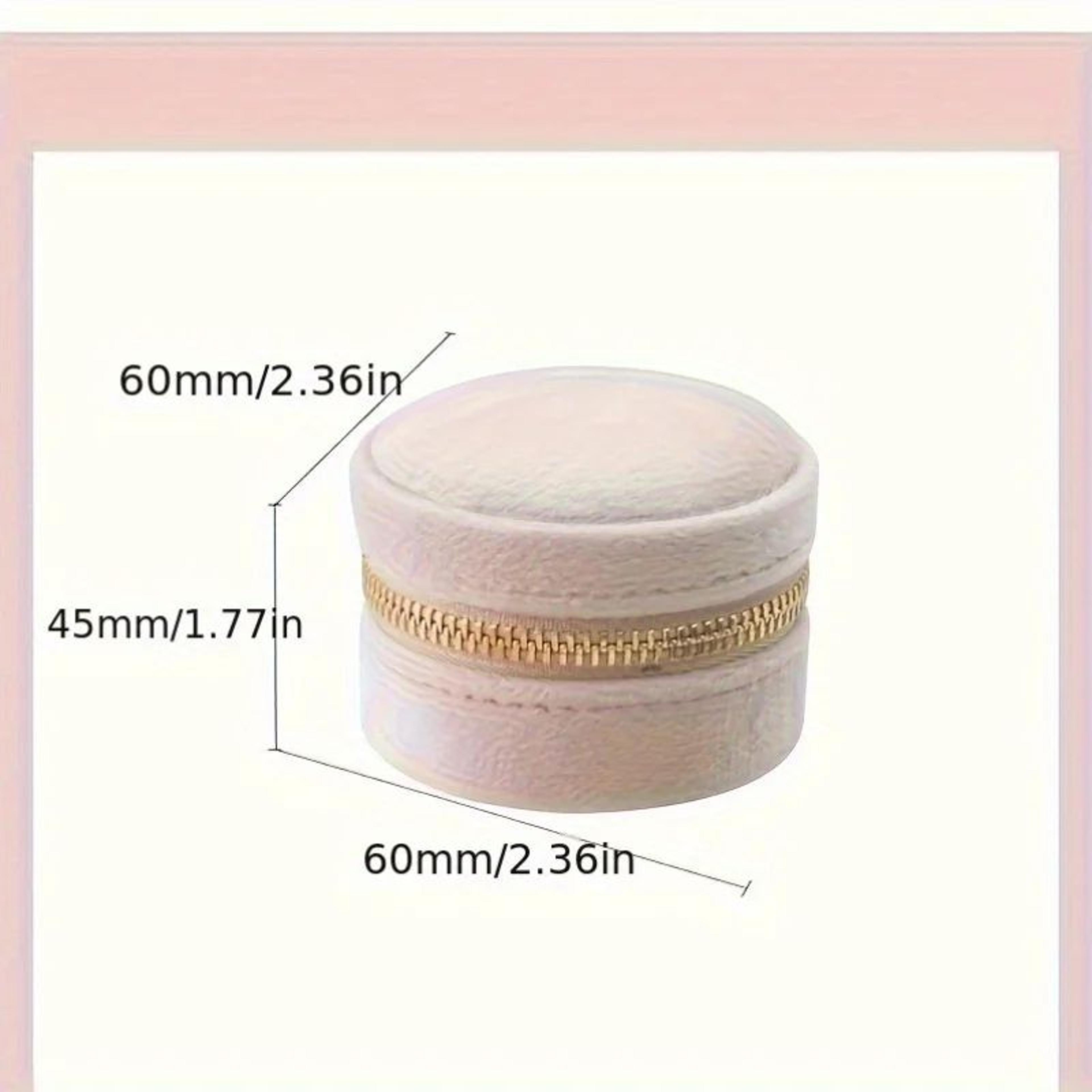 Mini Velvet Travel Jewelry Box  Portable Round Organizer For Rings Earrings  Necklaces 3