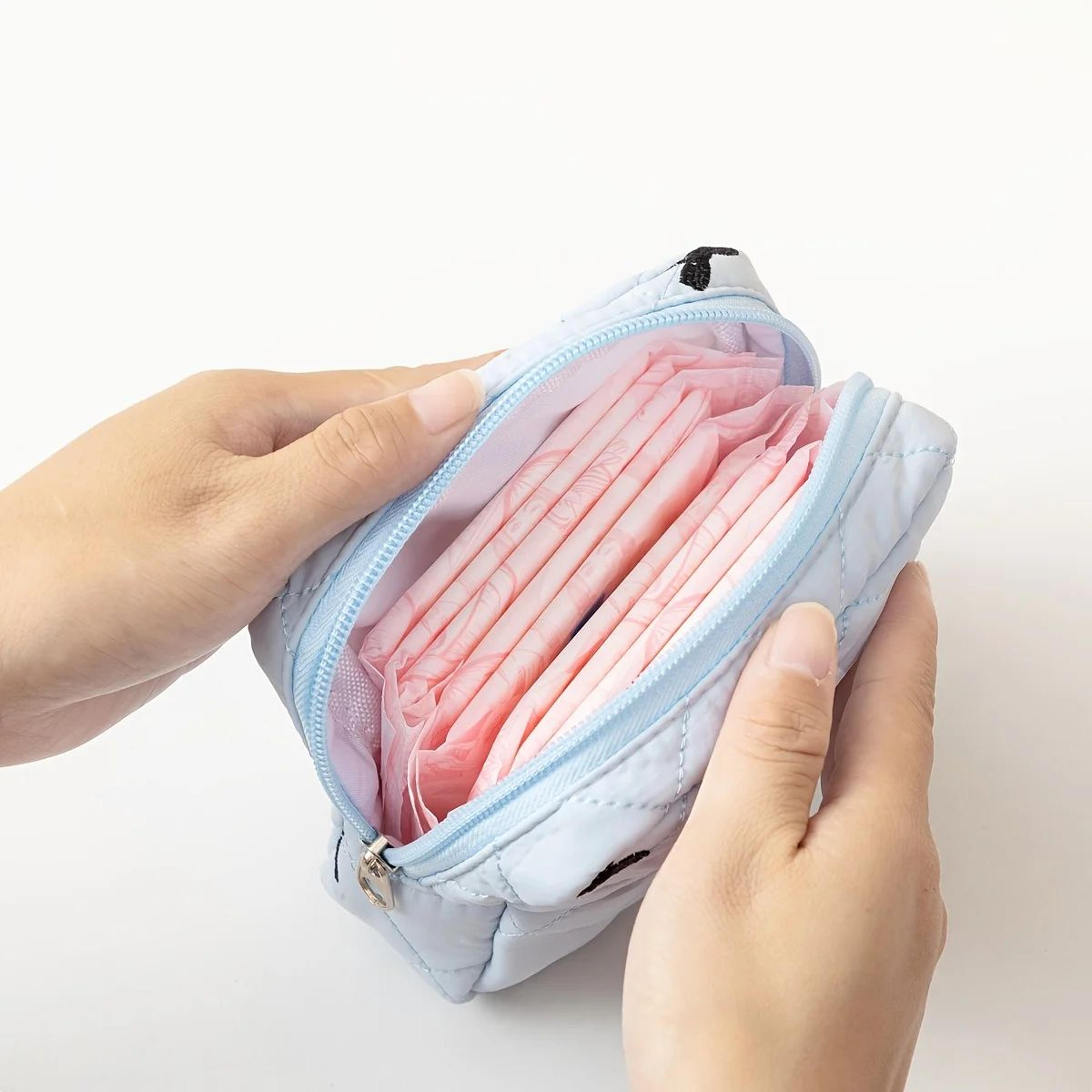 Bow Pattern Sanitary Pad Storage Pouch  Portable Feminine Organizer  Cosmetic Bag For Women 4