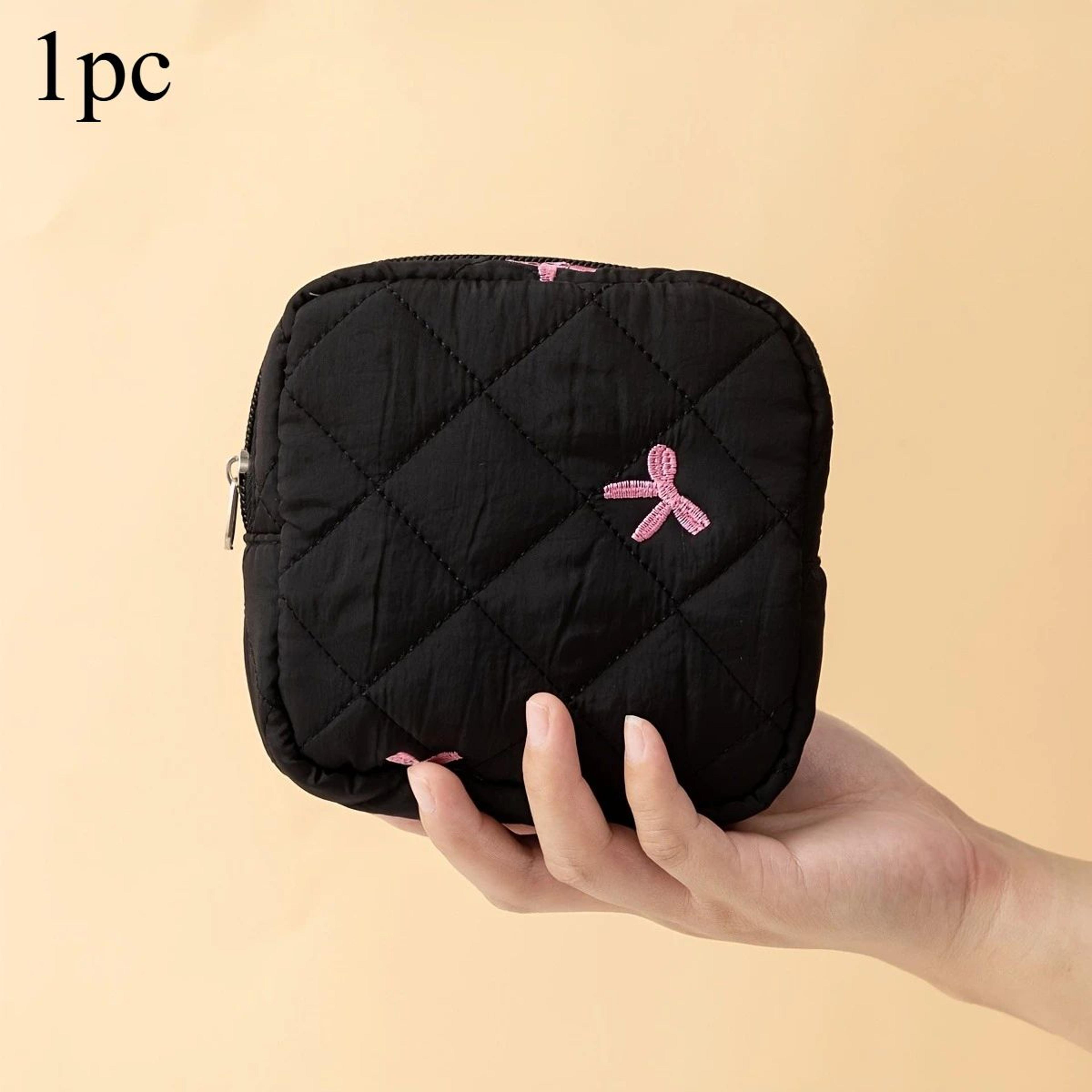 Bow Pattern Sanitary Pad Storage Pouch  Portable Feminine Organizer  Cosmetic Bag For Women 6