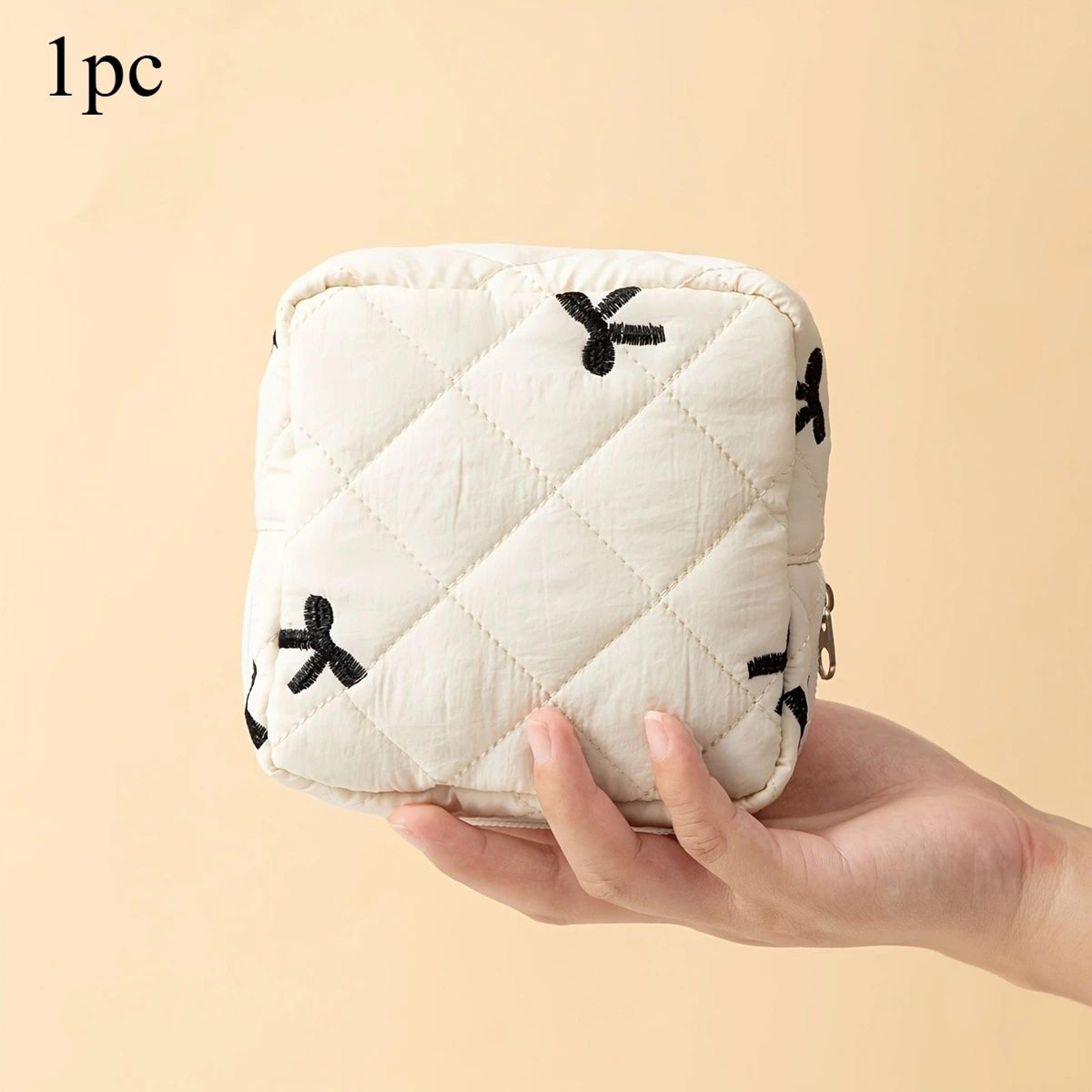 Bow Pattern Sanitary Pad Storage Pouch  Portable Feminine Organizer  Cosmetic Bag For Women 7