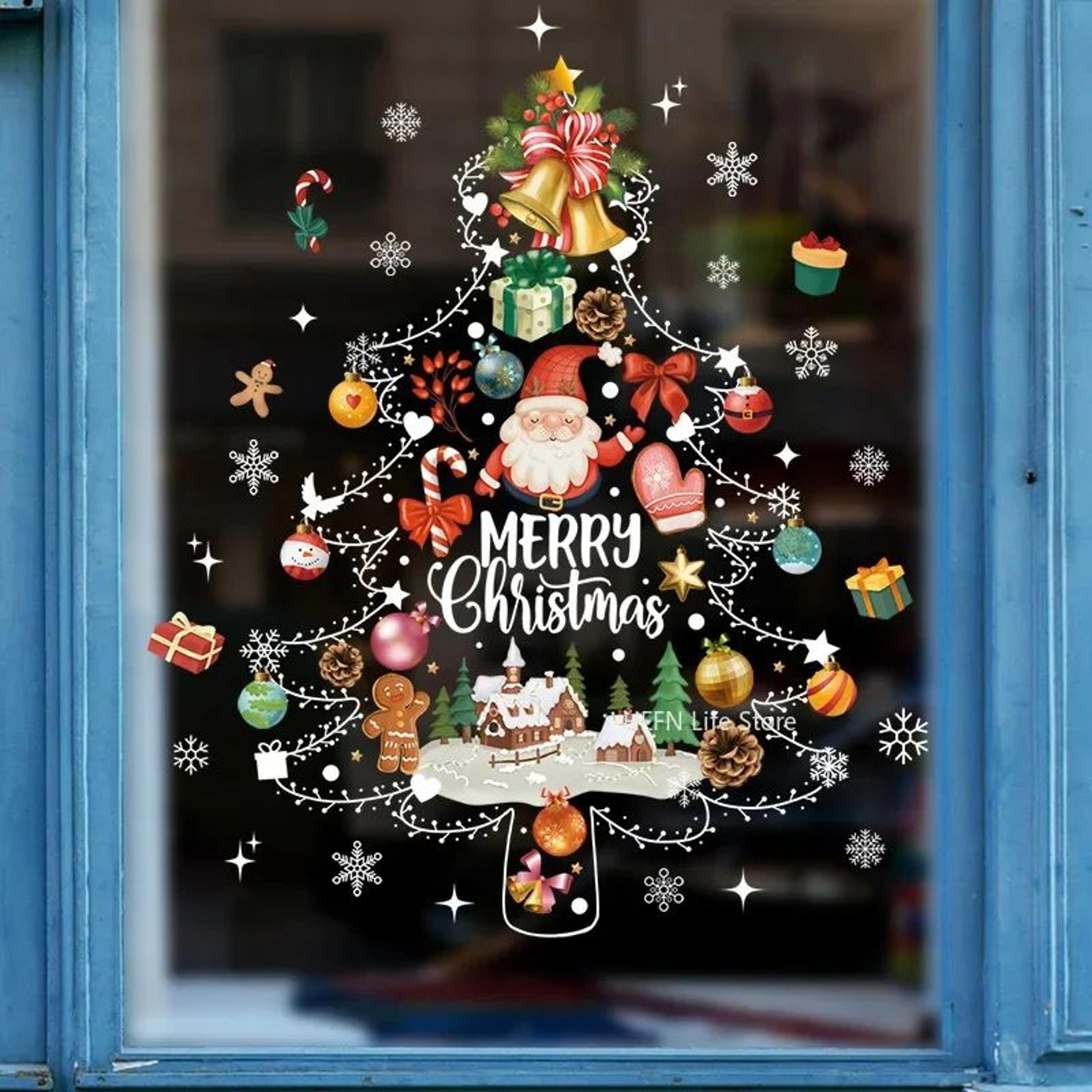 Christmas Window Stickers With Santa  Tree  Festive Glass Decals For Holiday Home Decor 1