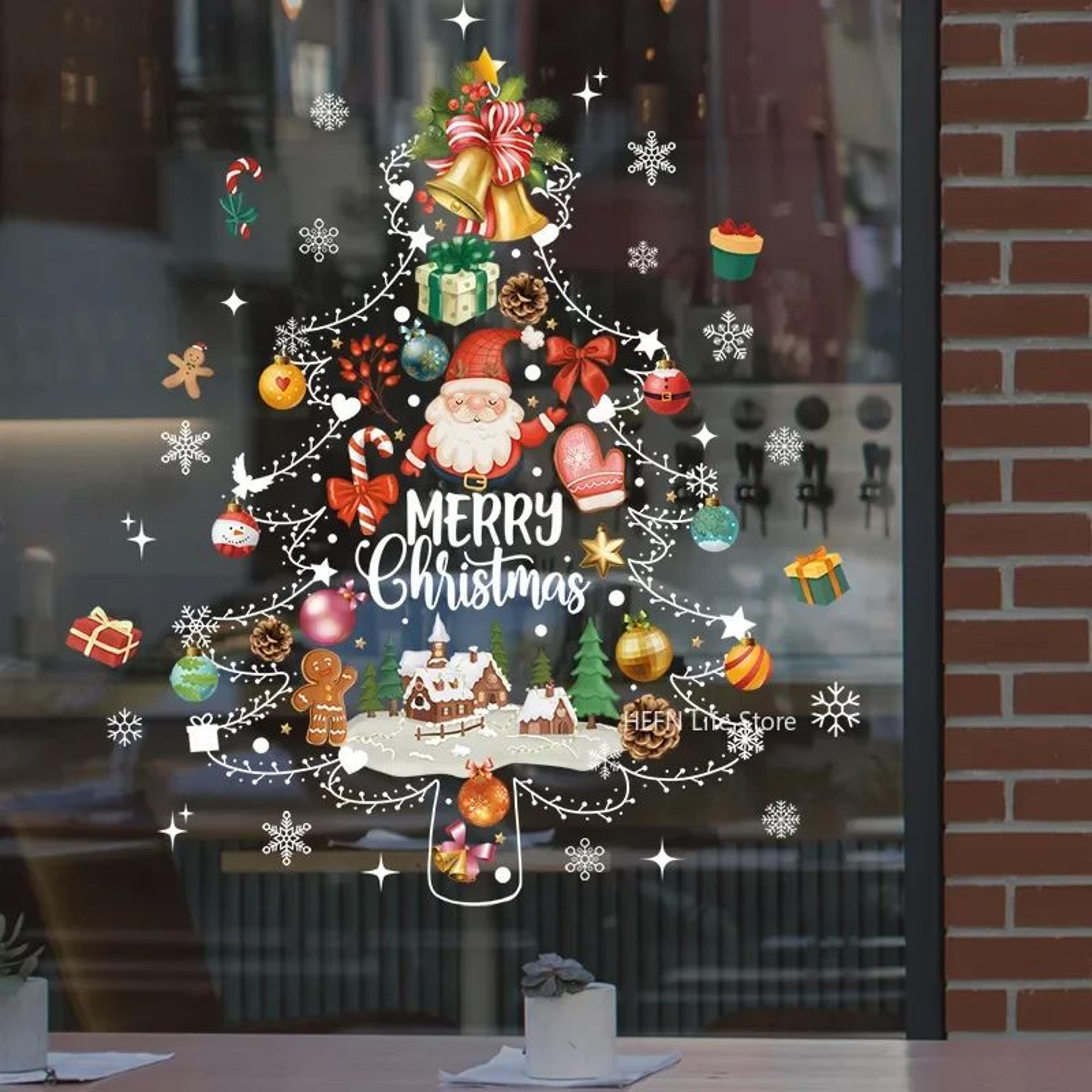 Christmas Window Stickers With Santa  Tree  Festive Glass Decals For Holiday Home Decor 2