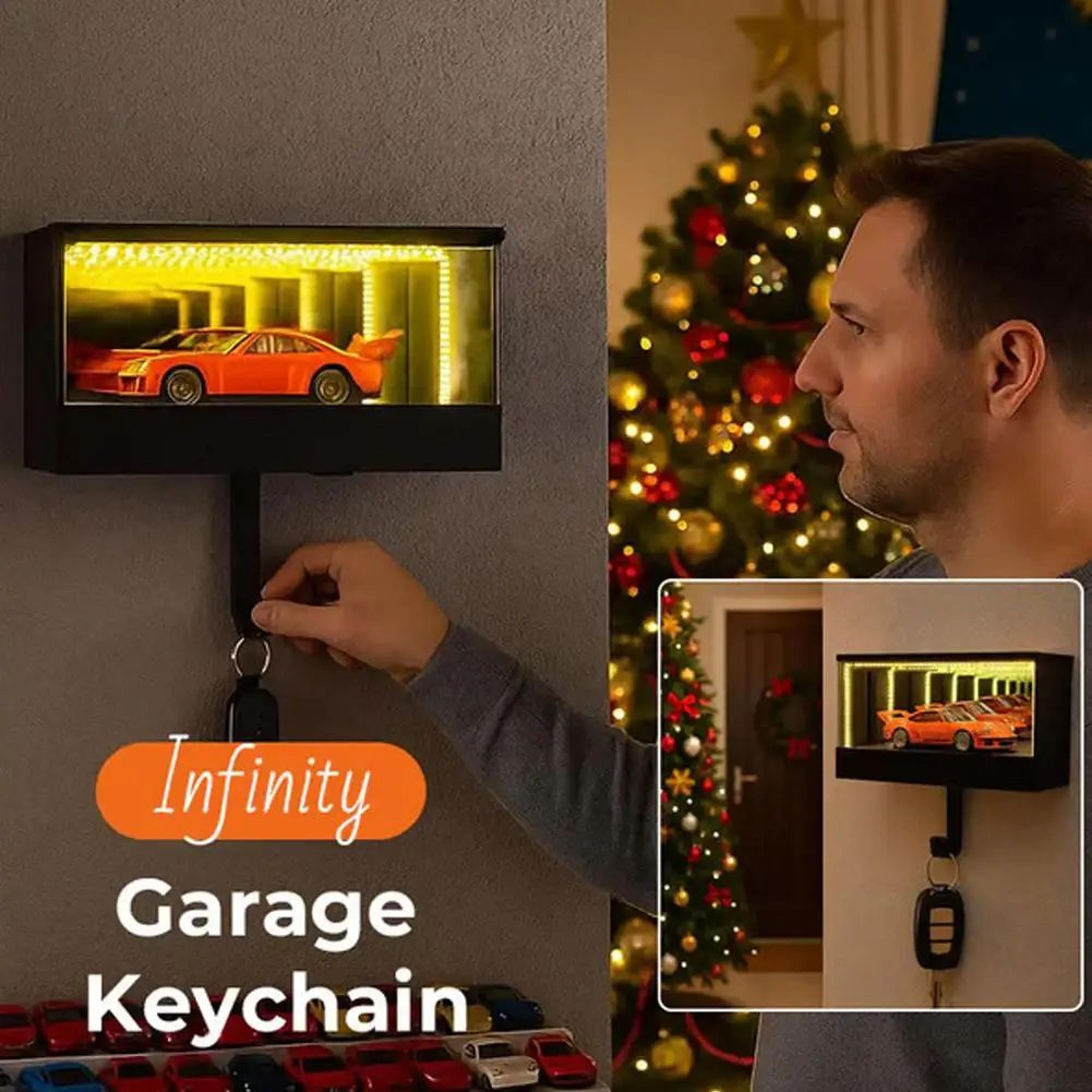 Infinity Glow Illuminated Key Holder  Modern Garage Key Hook With Infinity Mirror Effect 0