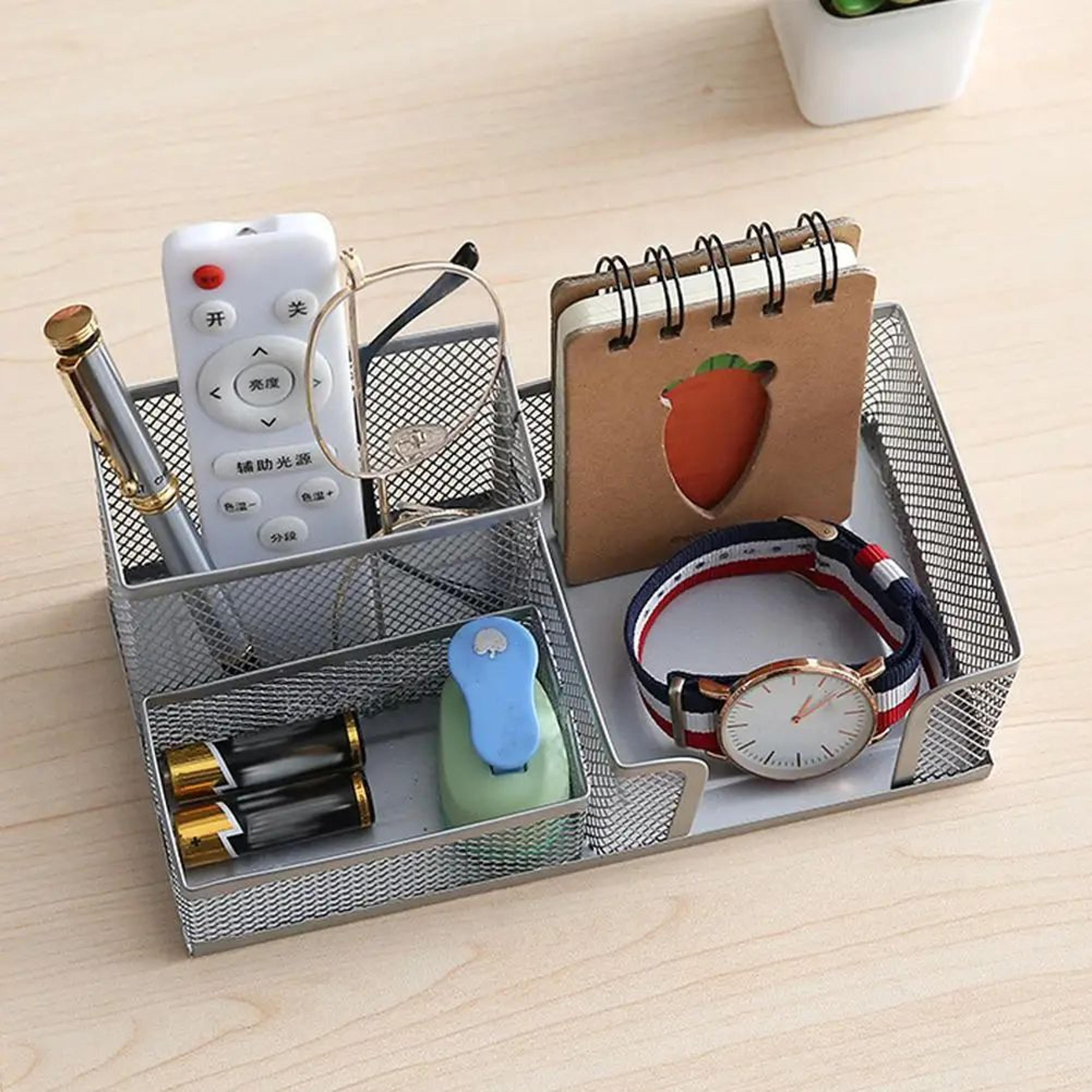 Modern Iron Metal Pen Holder  MultiCompartment Desk Organizer For Clean Stylish Workspaces 3