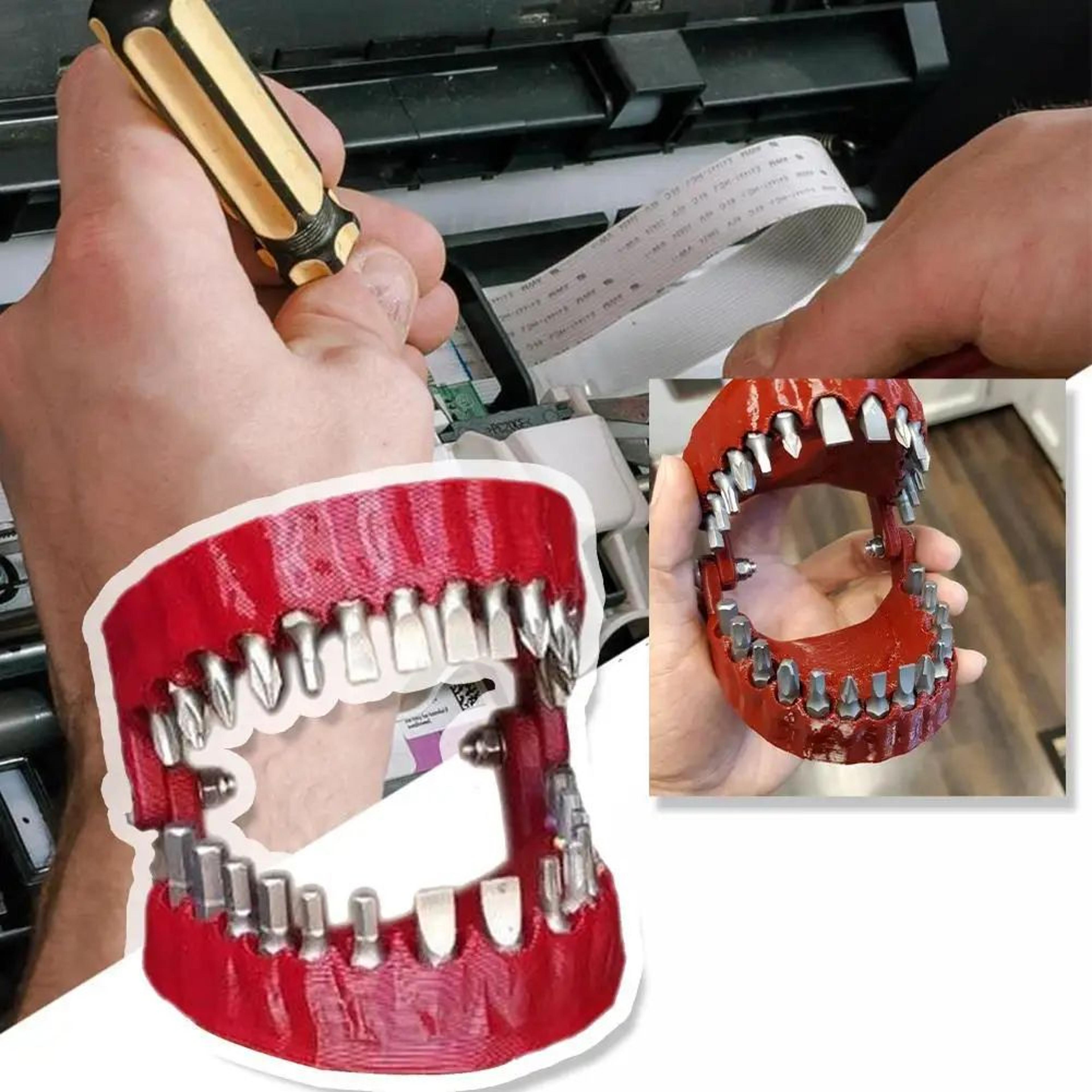 ChompBox Drill Bit Holder  Funny Teeth Screwdriver Bit Set With 28 Bits 14 Hex 0