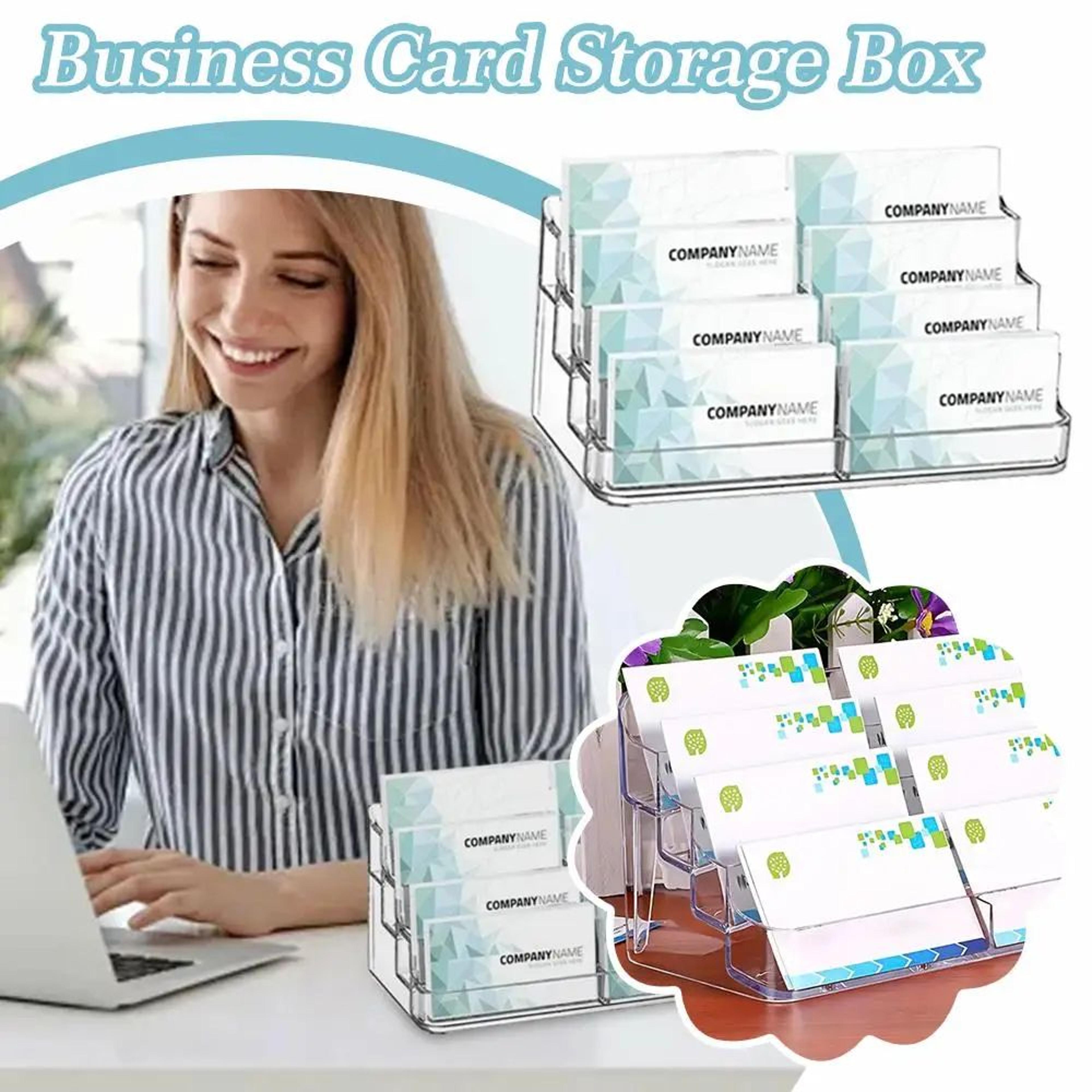 ClearView Transparent Desk Card Holder  Acrylic Desktop Display Stand For Business Cards 1