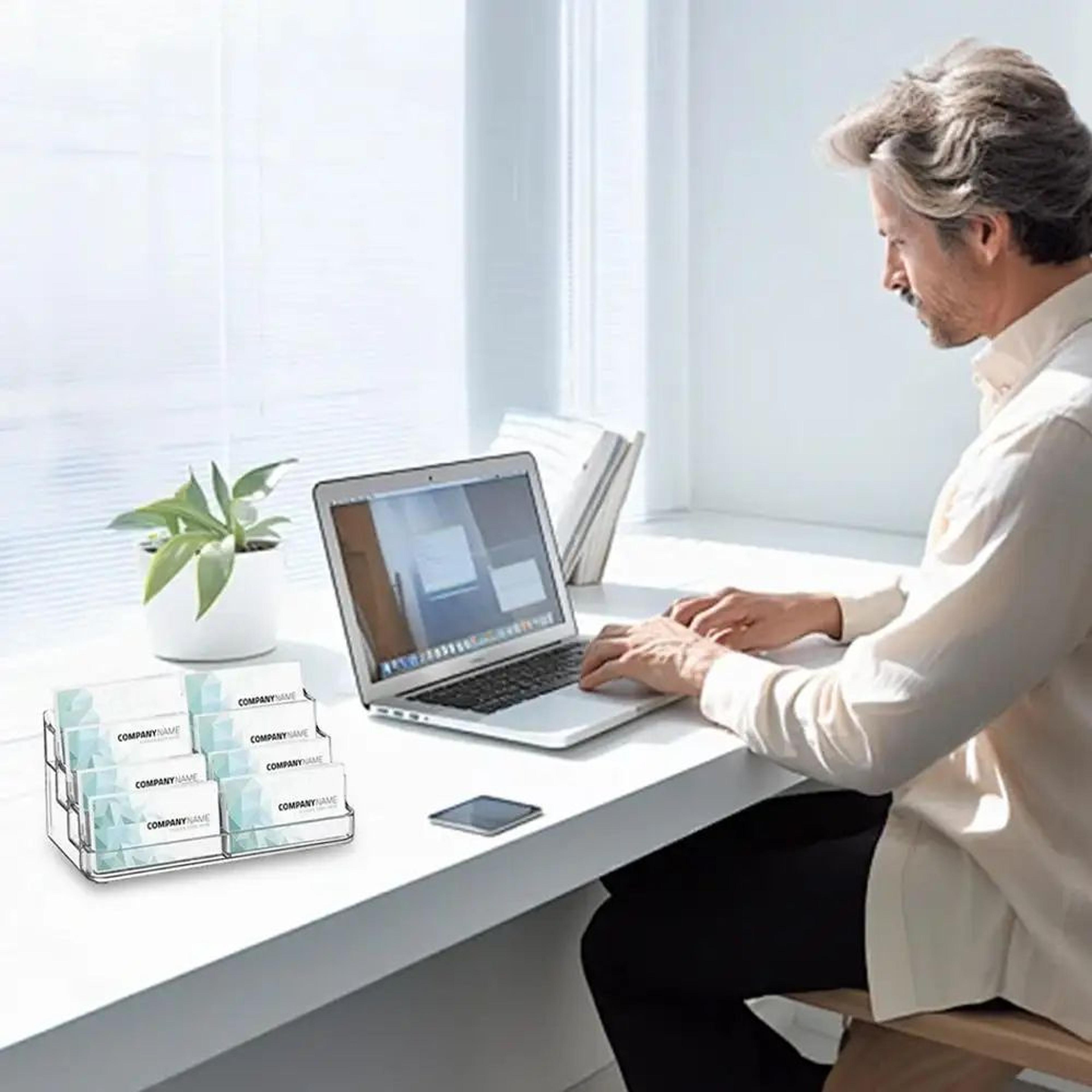 ClearView Transparent Desk Card Holder  Acrylic Desktop Display Stand For Business Cards 4