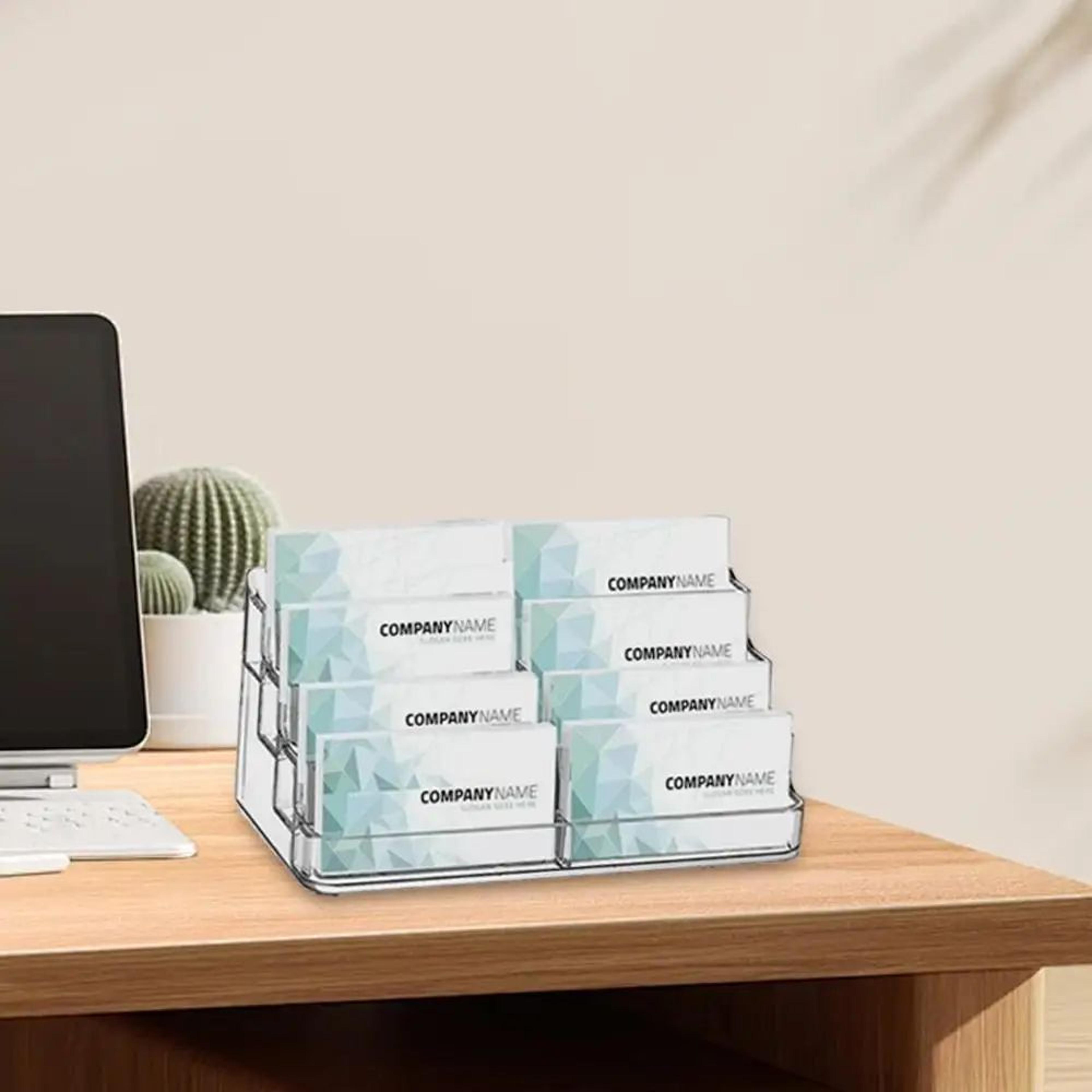 ClearView Transparent Desk Card Holder  Acrylic Desktop Display Stand For Business Cards 5