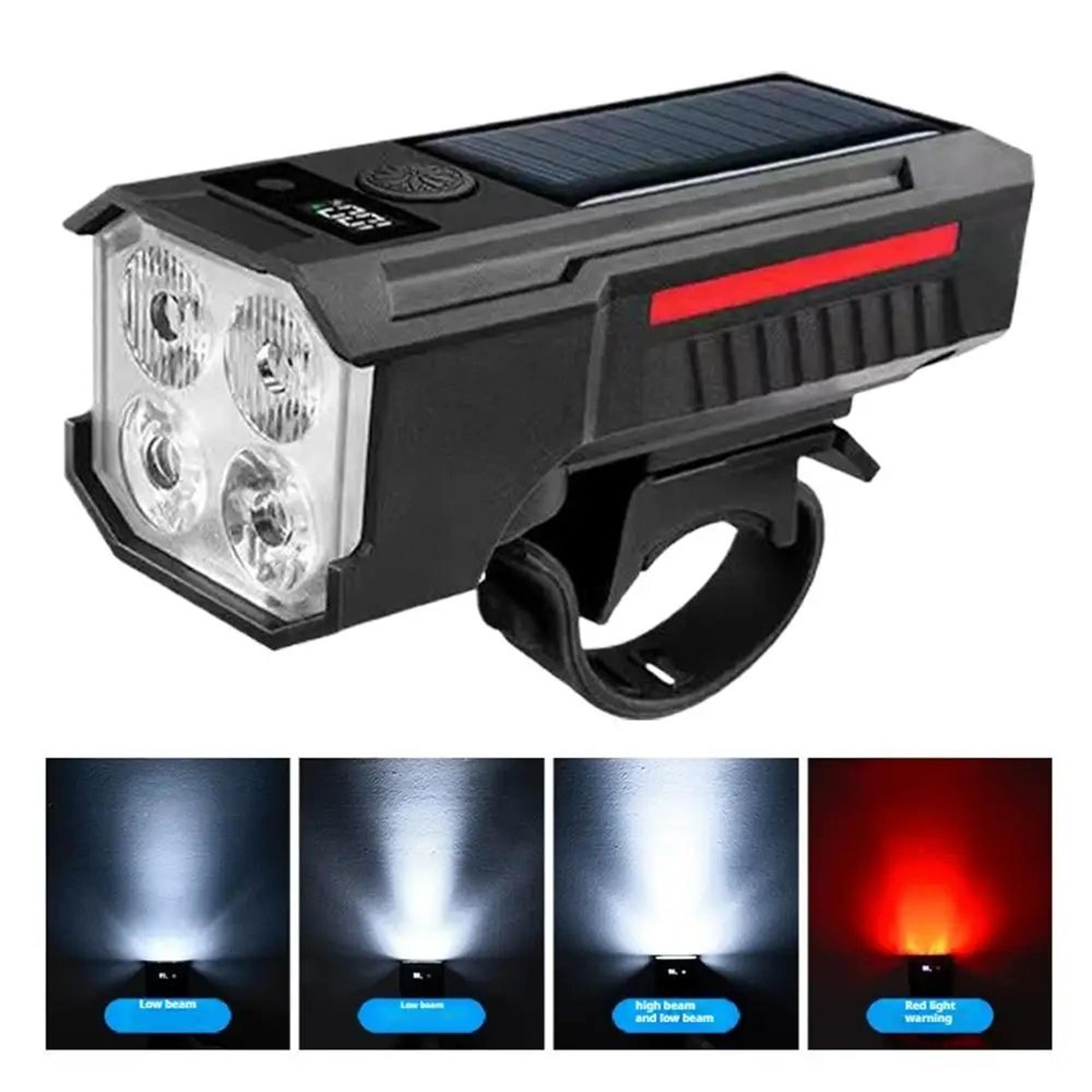 solarbeam 2-in-1 bicycle light - solar powered bike headlight & flashlight for outdoor riding