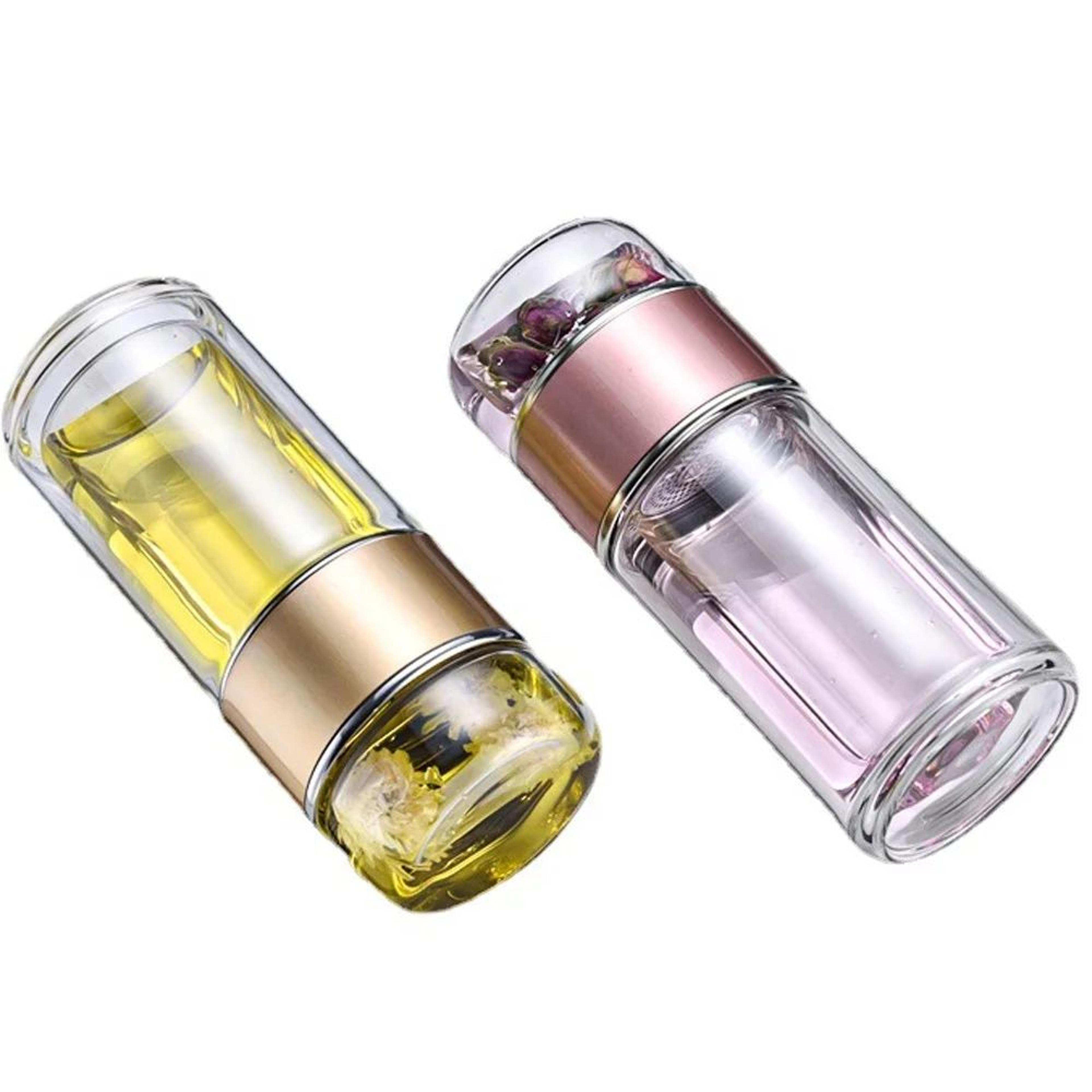 BrewEase 420ml Glass Tea Cup With Infuser  Double Wall Travel Tea Mug For Office  Outdoors 0