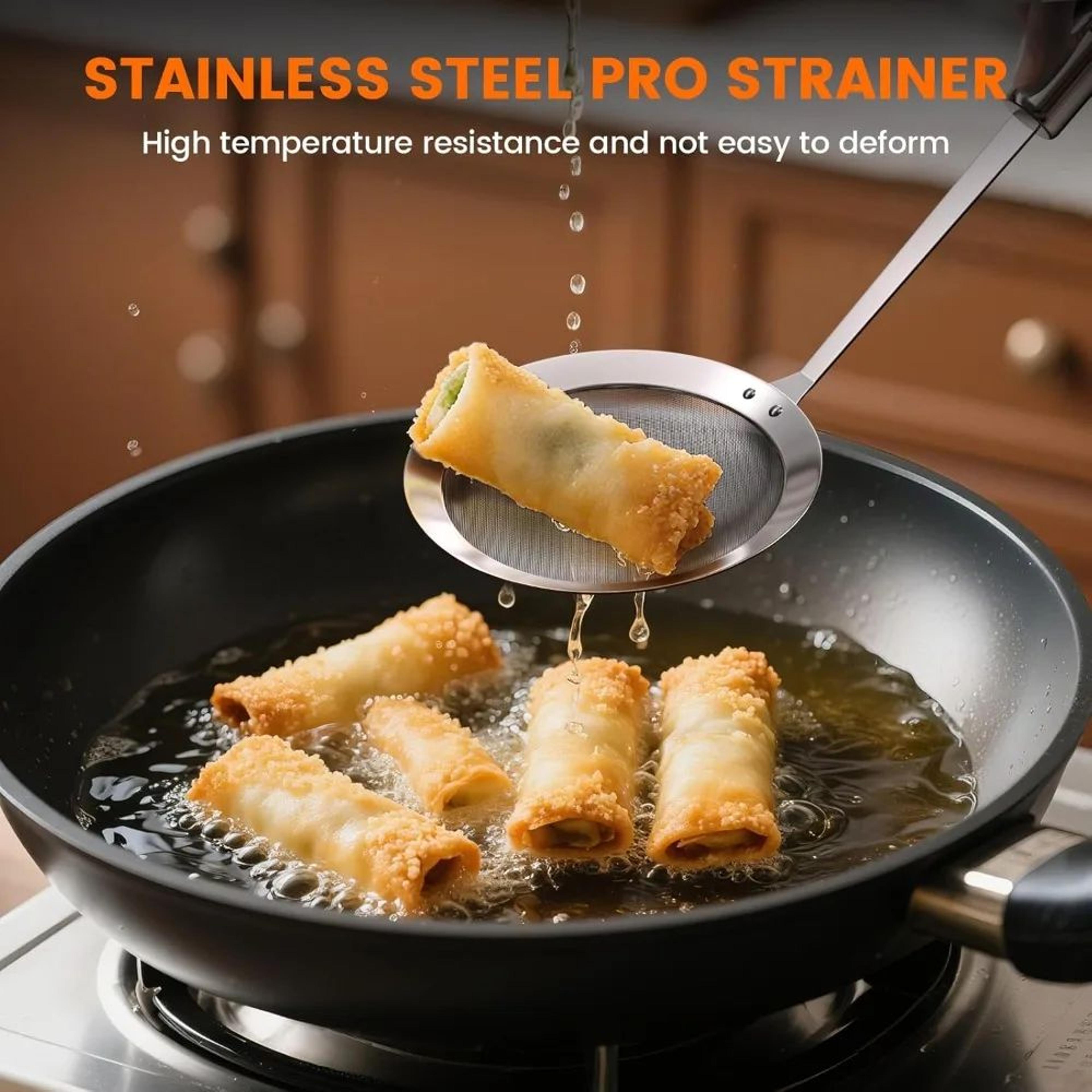 PureSkim Stainless Steel Skimmer Spoon  Fine Mesh Oil  Foam Strainer For Cooking 2