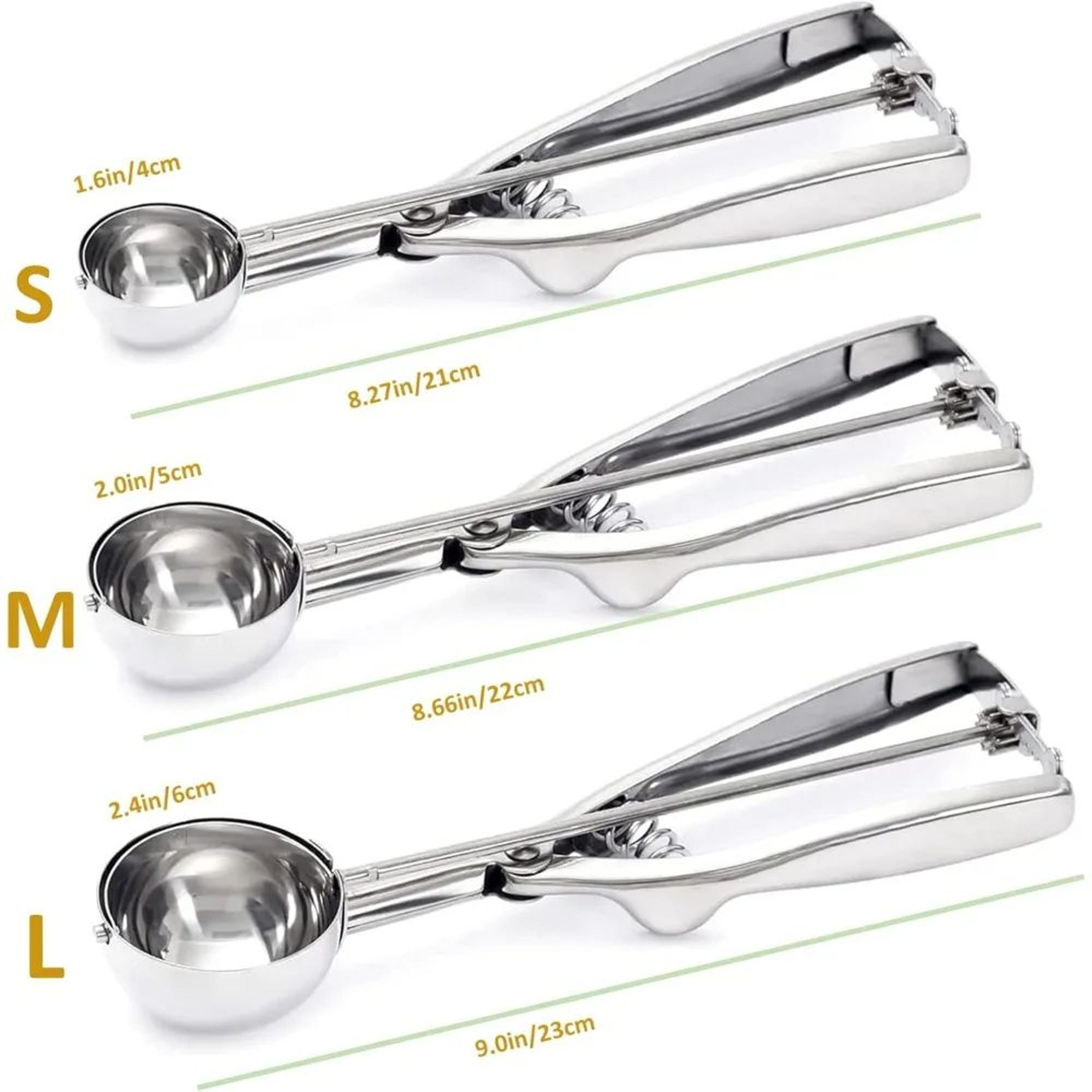 Stainless Steel Ice Cream Scoop With Spring Handle  MultiPurpose Food  Melon Baller Spoon 1